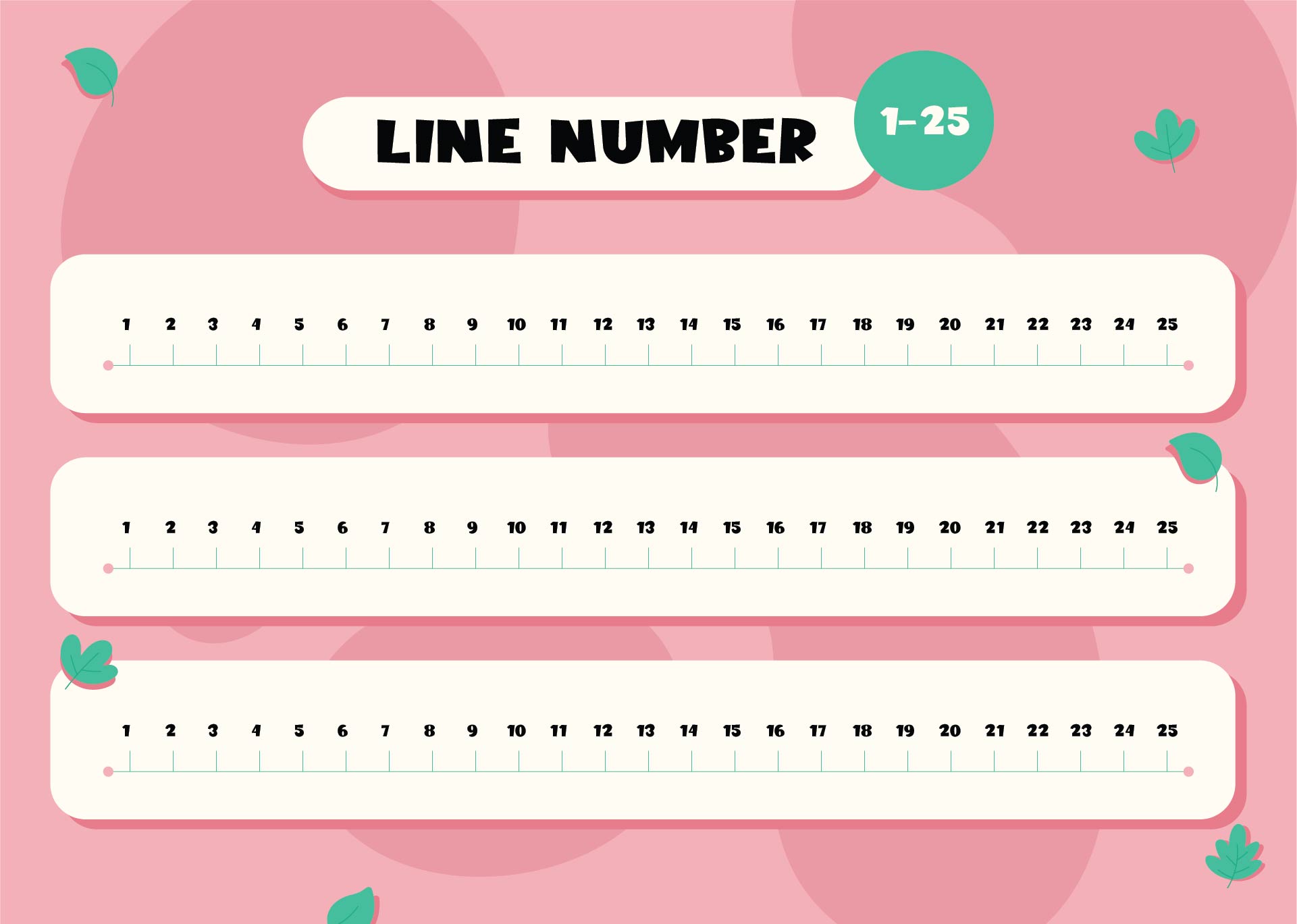 Printable Number Lines to 25