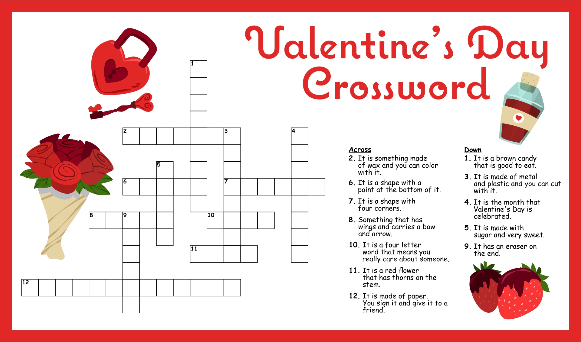 Valentine Day Word Crossword Puzzles