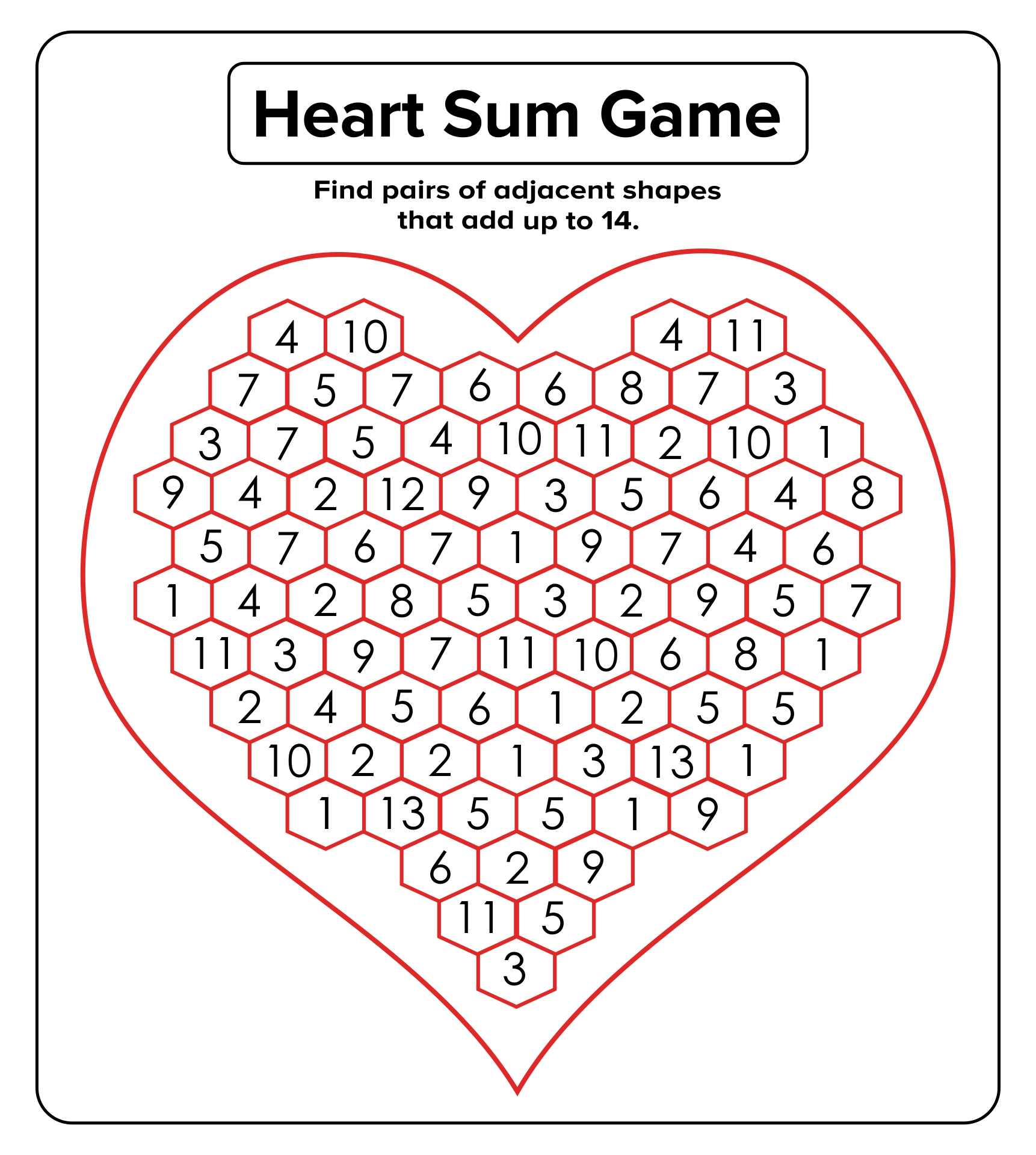 Valentines Day Math Puzzles Printable