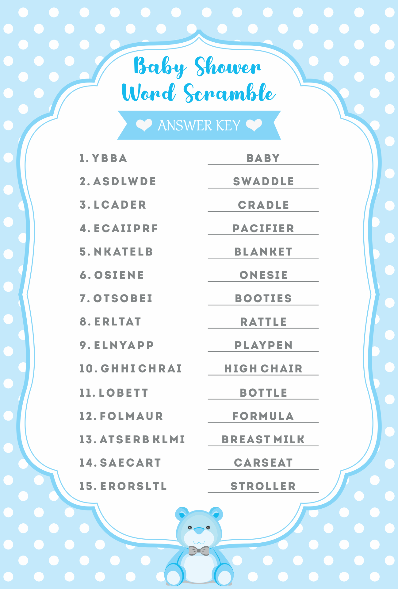 Baby Shower Free Printable Games With Answers Image To U