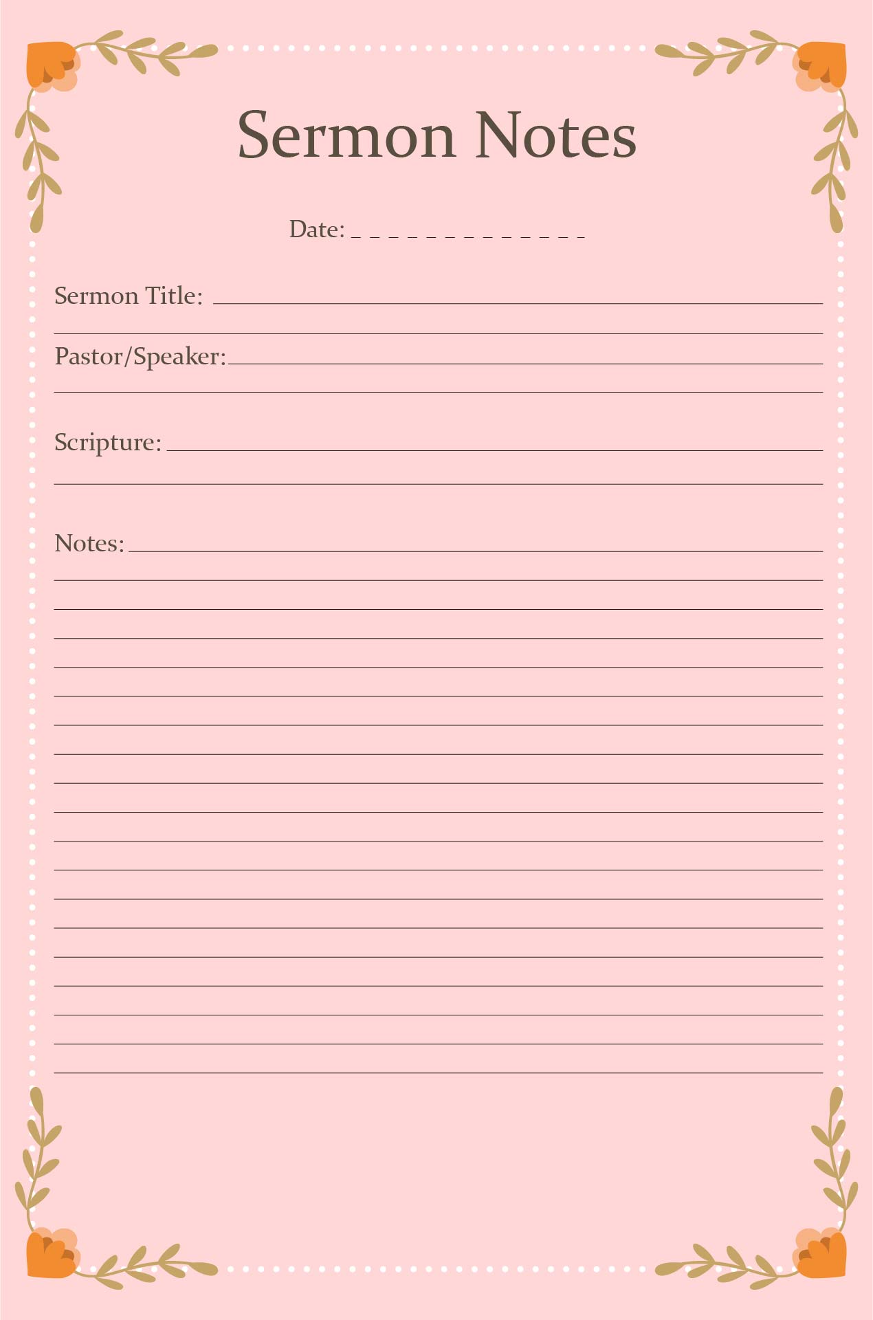 Blank Sermon Notes Printables