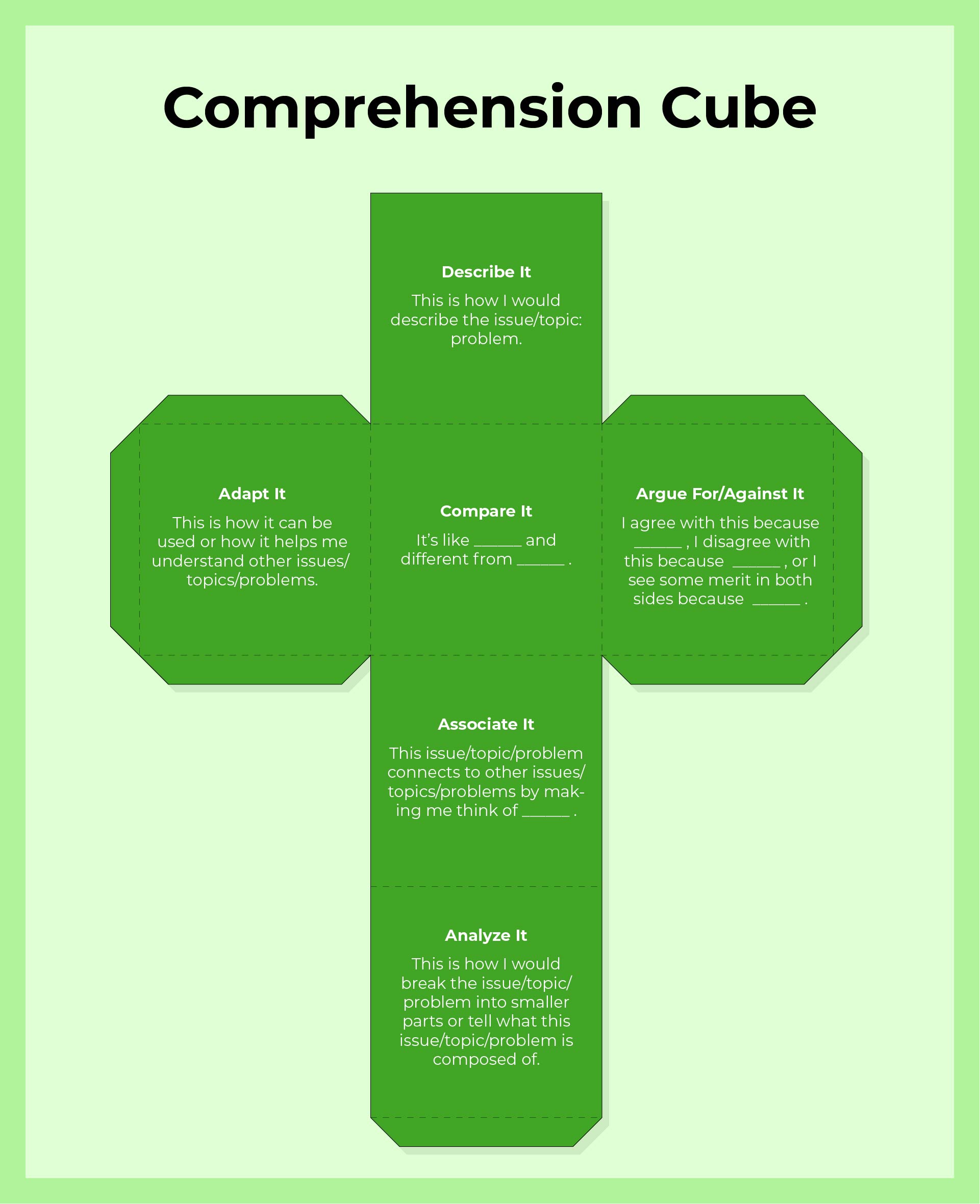 Comprehension Cube Template