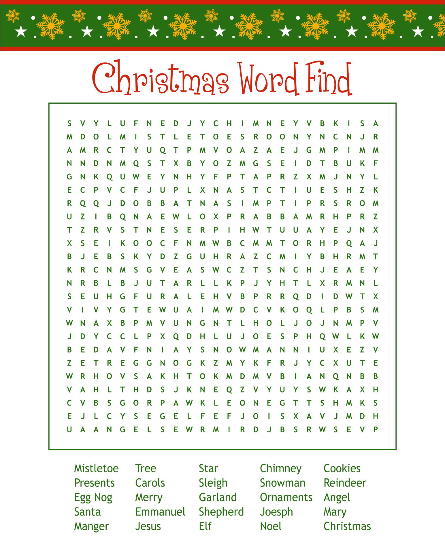 Printable Christmas Words