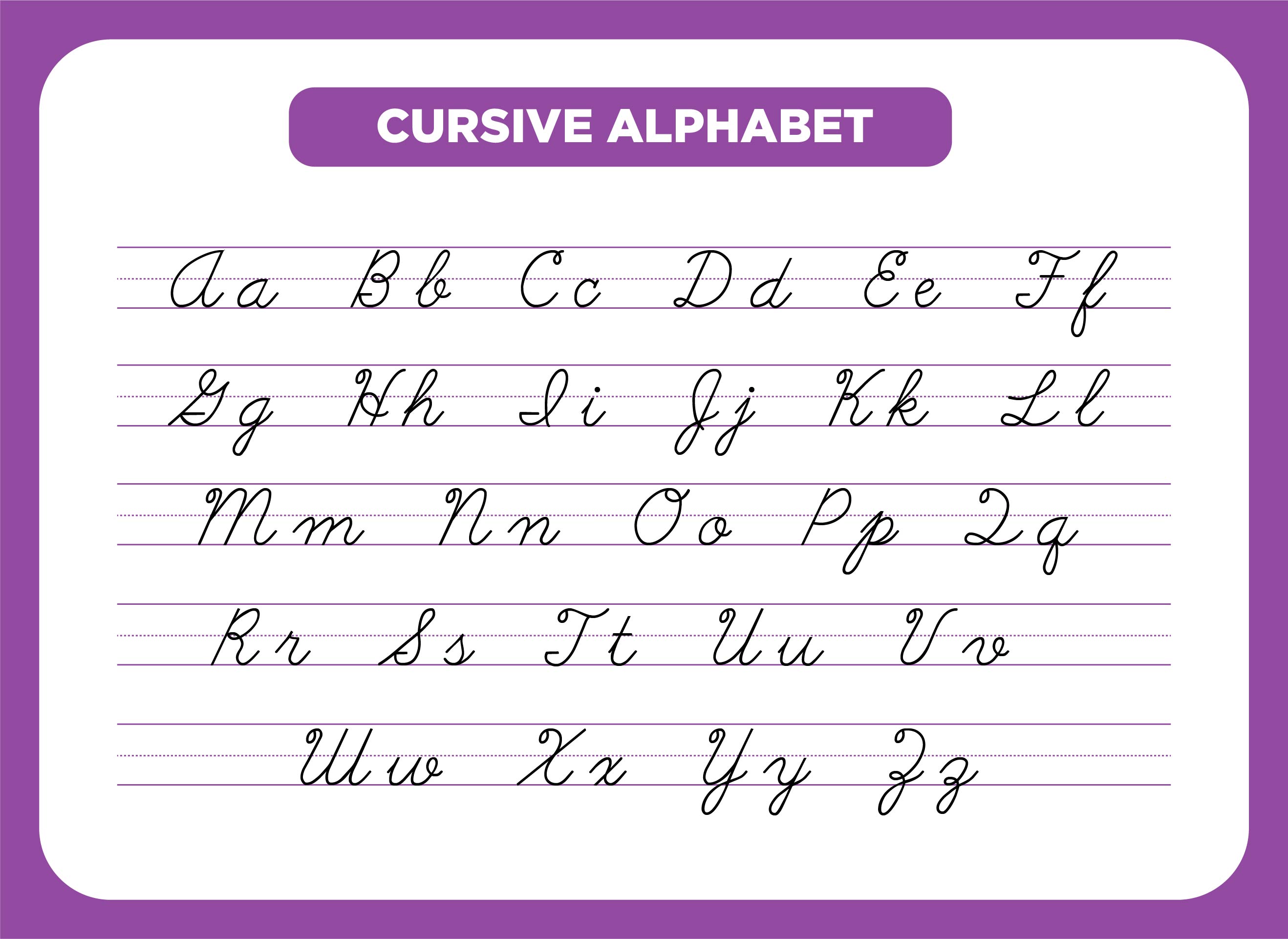 Printable Cursive Alphabet Chart - Printable World Holiday