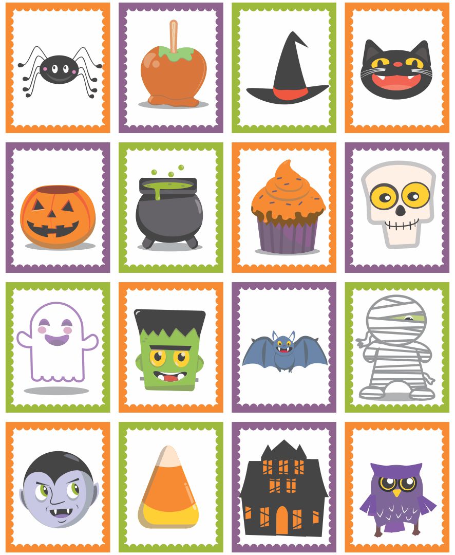 Black and White Halloween Memory Game Printable