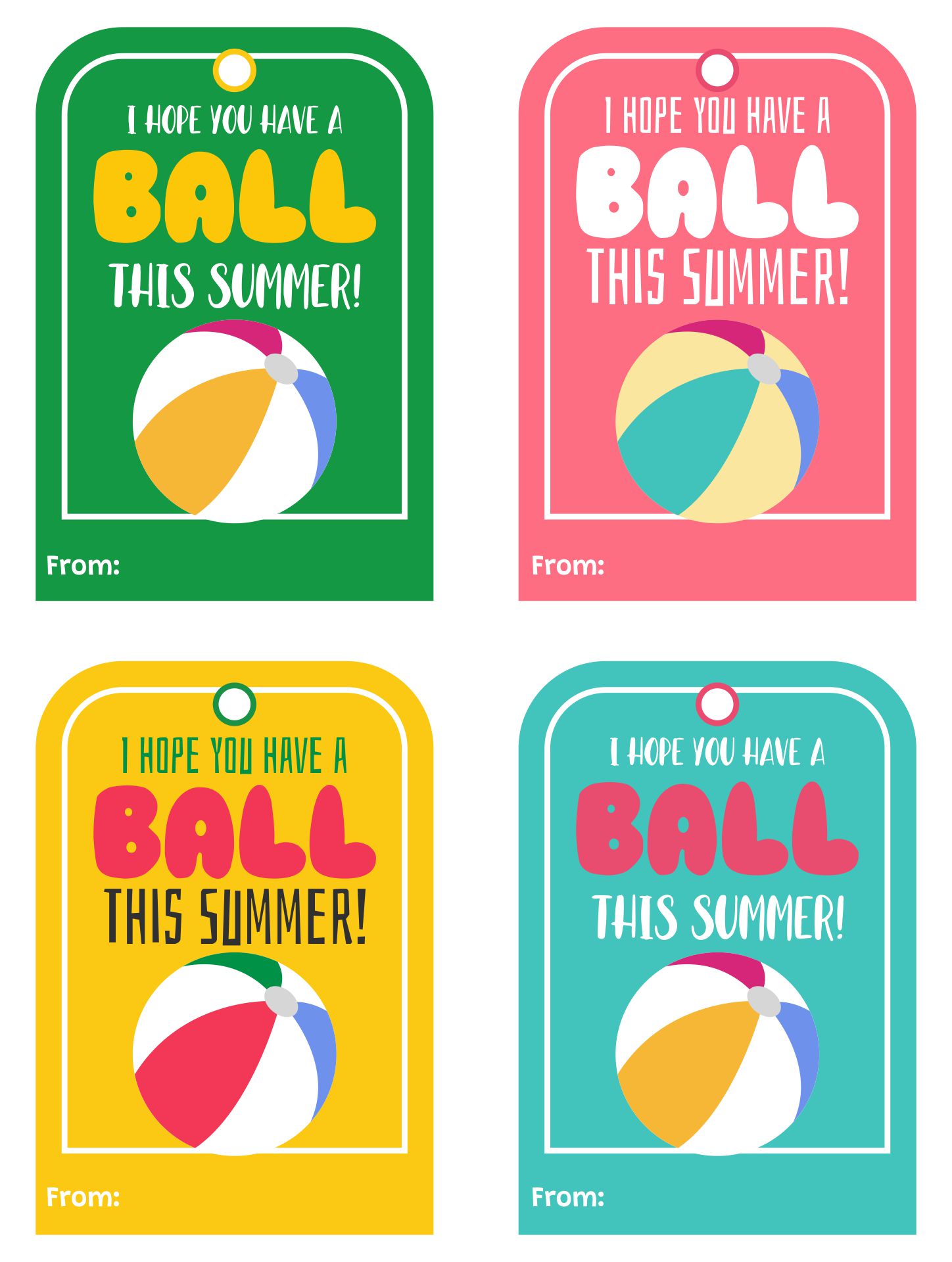 Have a Ball This Summer Printable Tag
