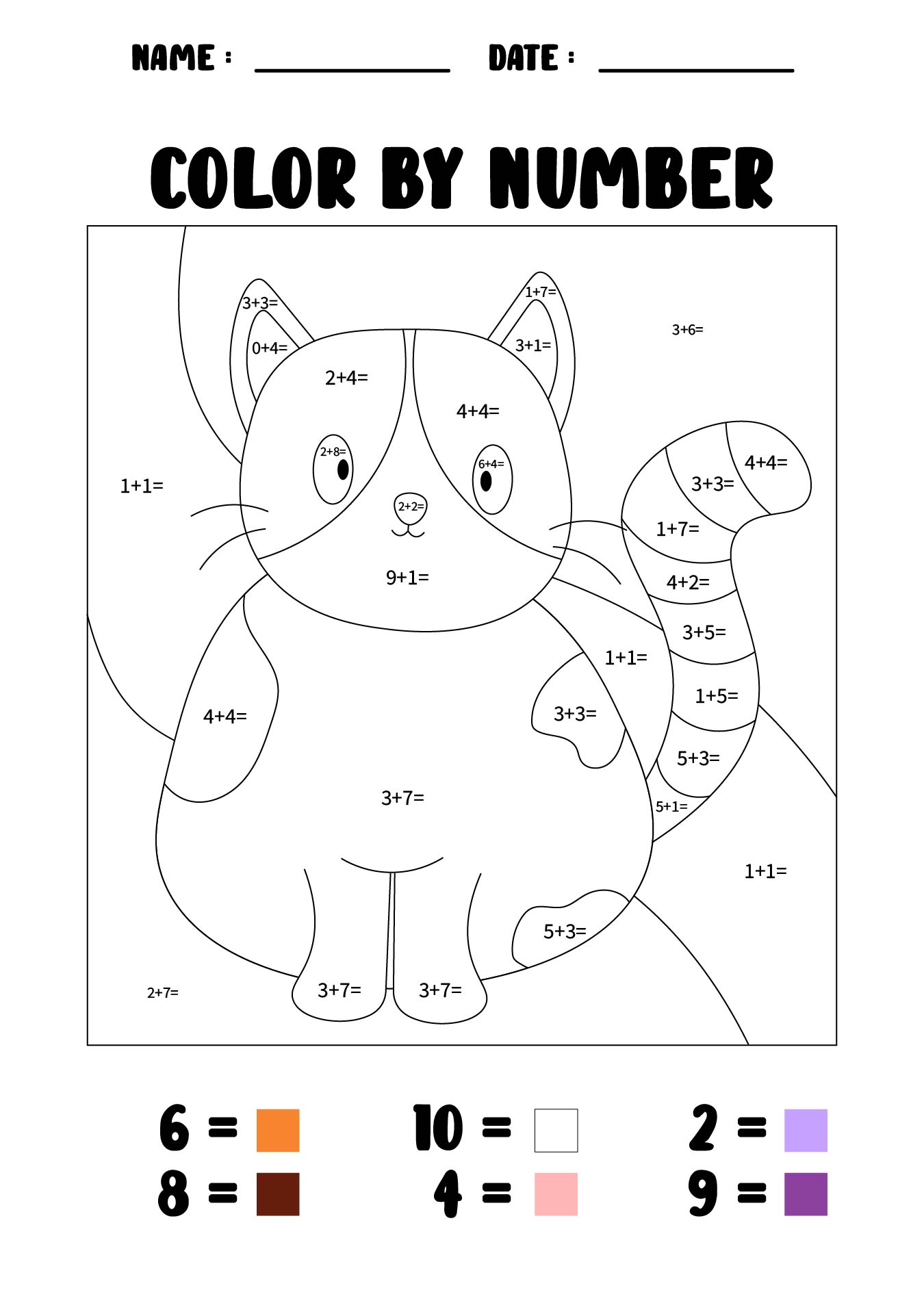 Printable Color by Number Worksheets Pre-K