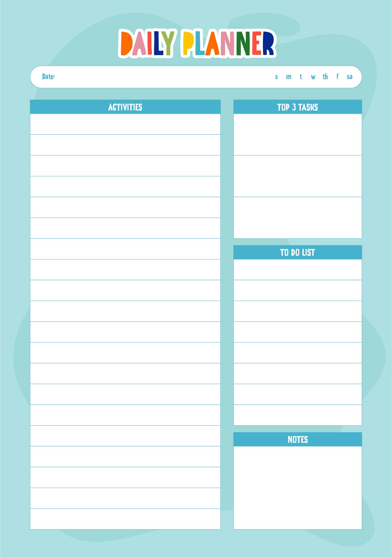 Printable Daily Planner Template Excel