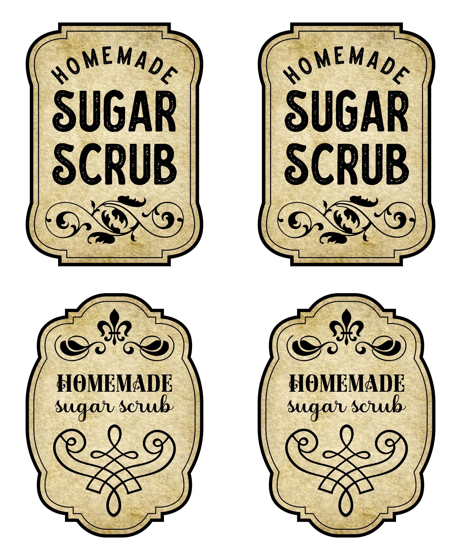 Printable Sugar Scrub Labels