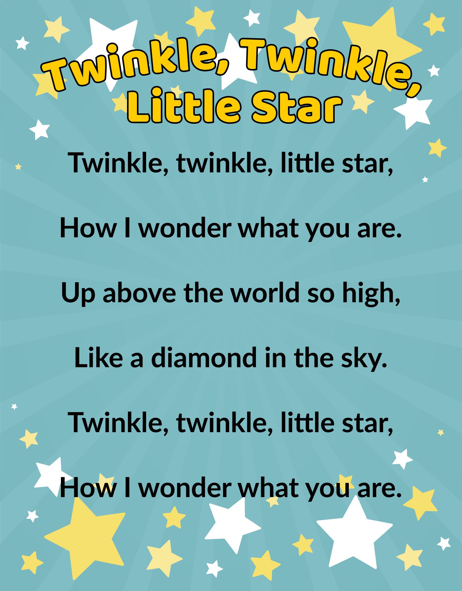 Twinkle Twinkle Little Star Poem Printable