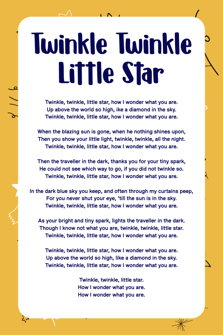 Twinkle Twinkle Little Star Printable Poem