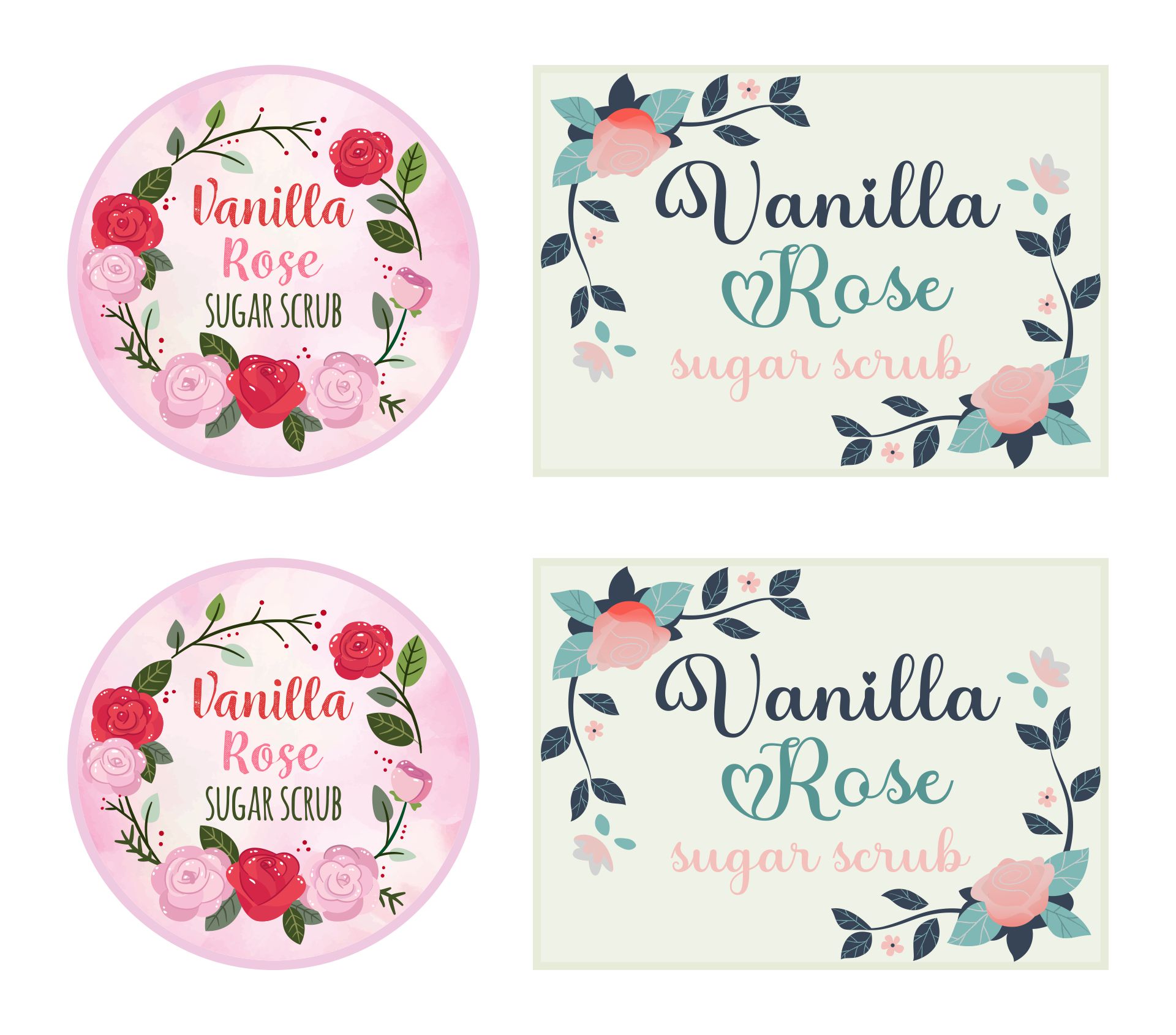 Vanilla Rose Sugar Scrub Labels