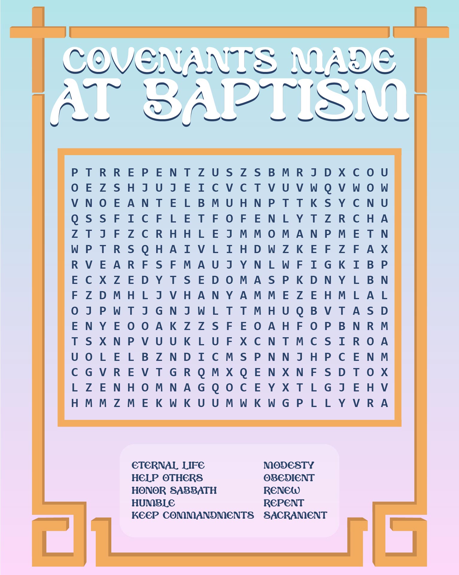 Baptismal Covenants Word Search