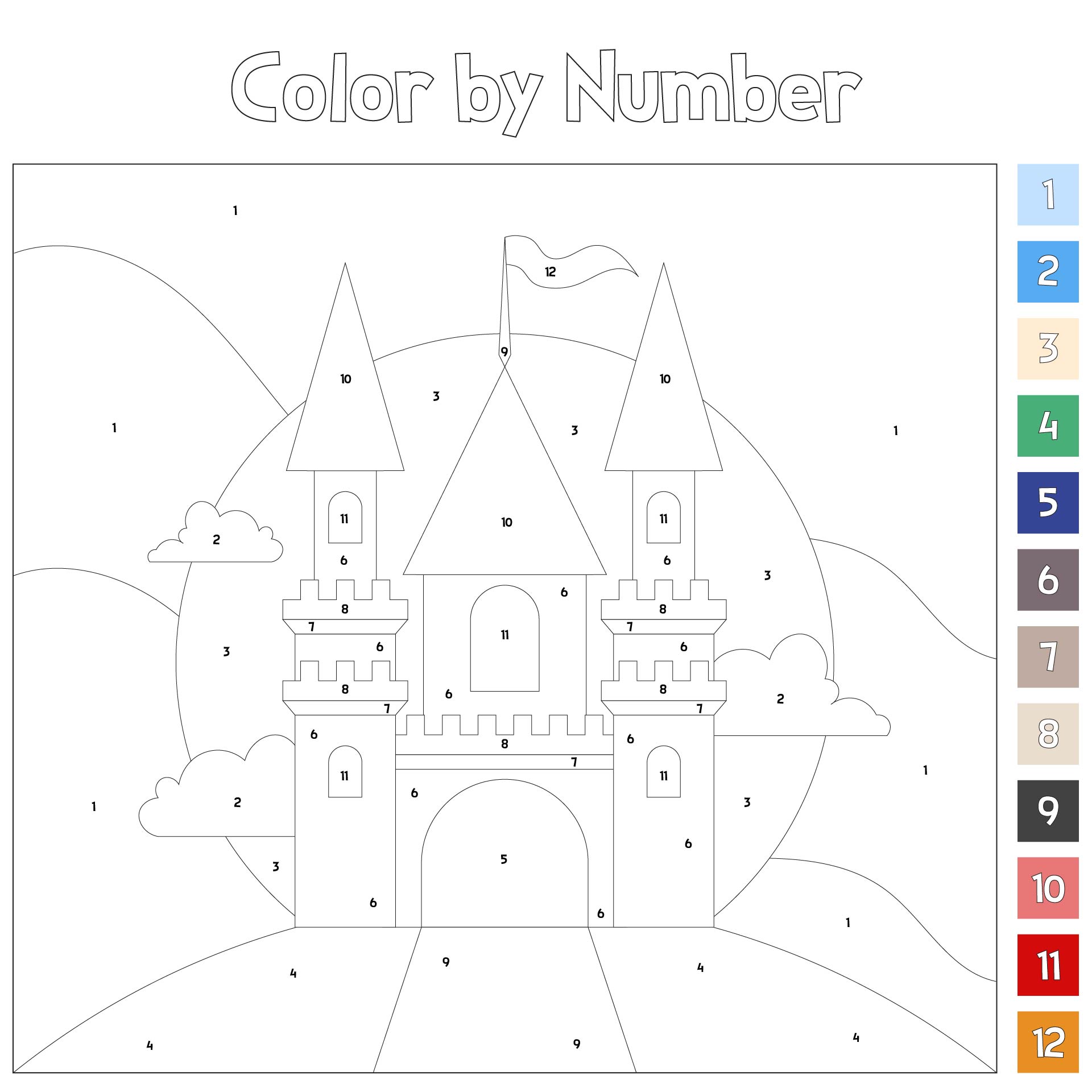 Color By Number Princess Printable Printable Word Searches