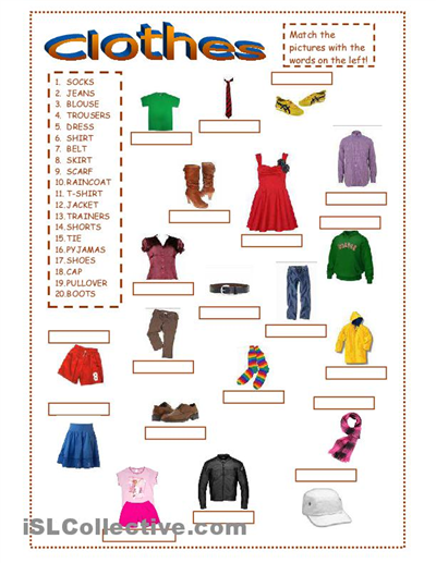 6 Best Images of Clothes Free Printable Worksheets - Spanish Clothes ...