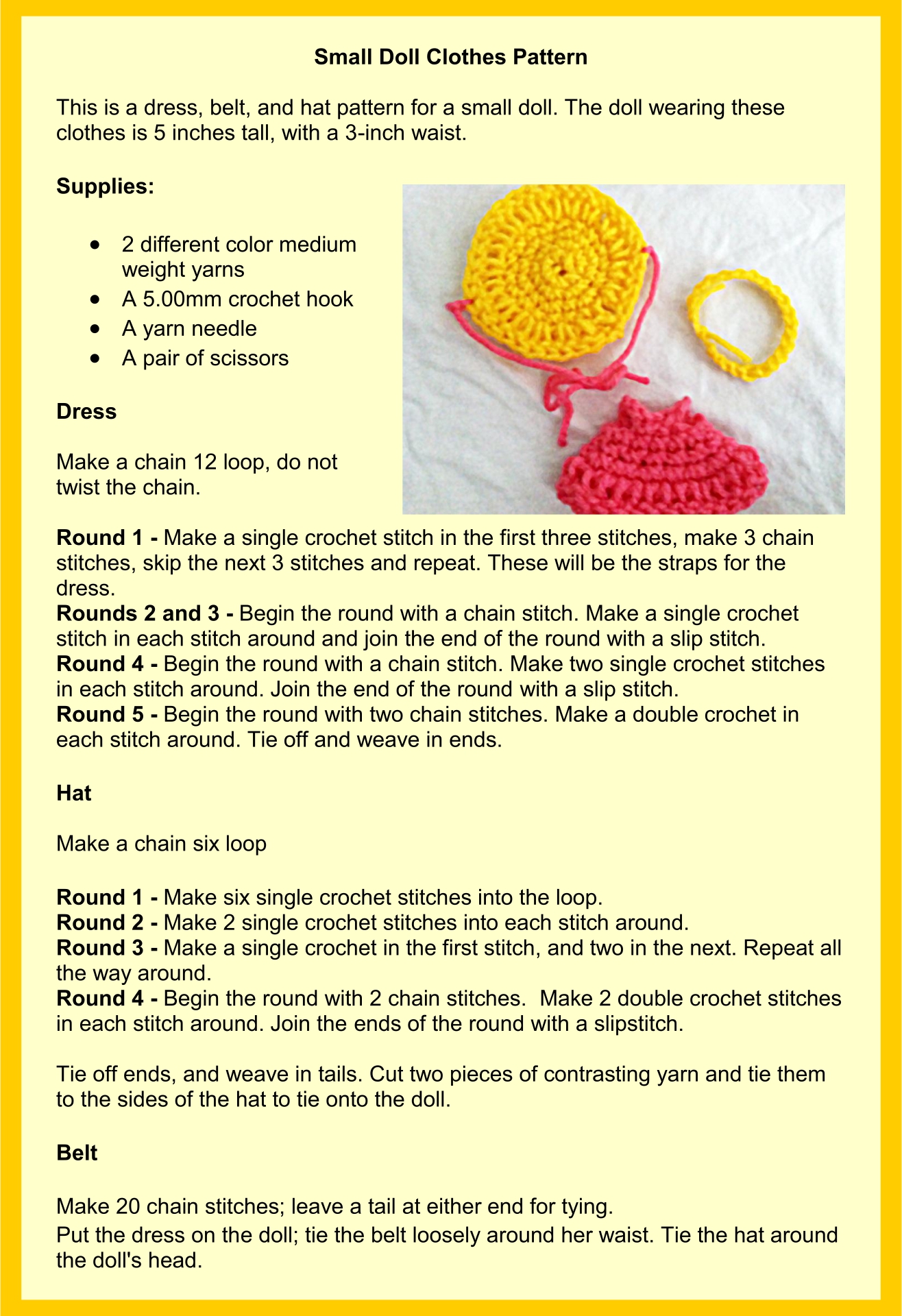 Crochet Doll Clothes Pattern