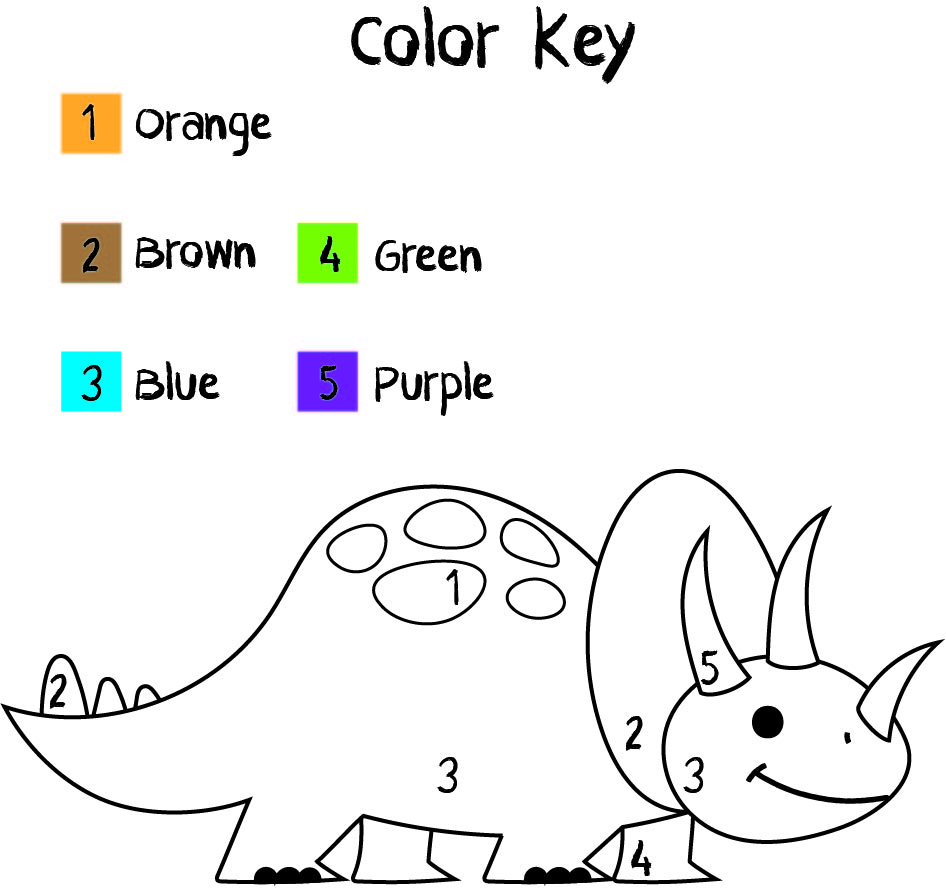 Dinosaur Color by Number Worksheets