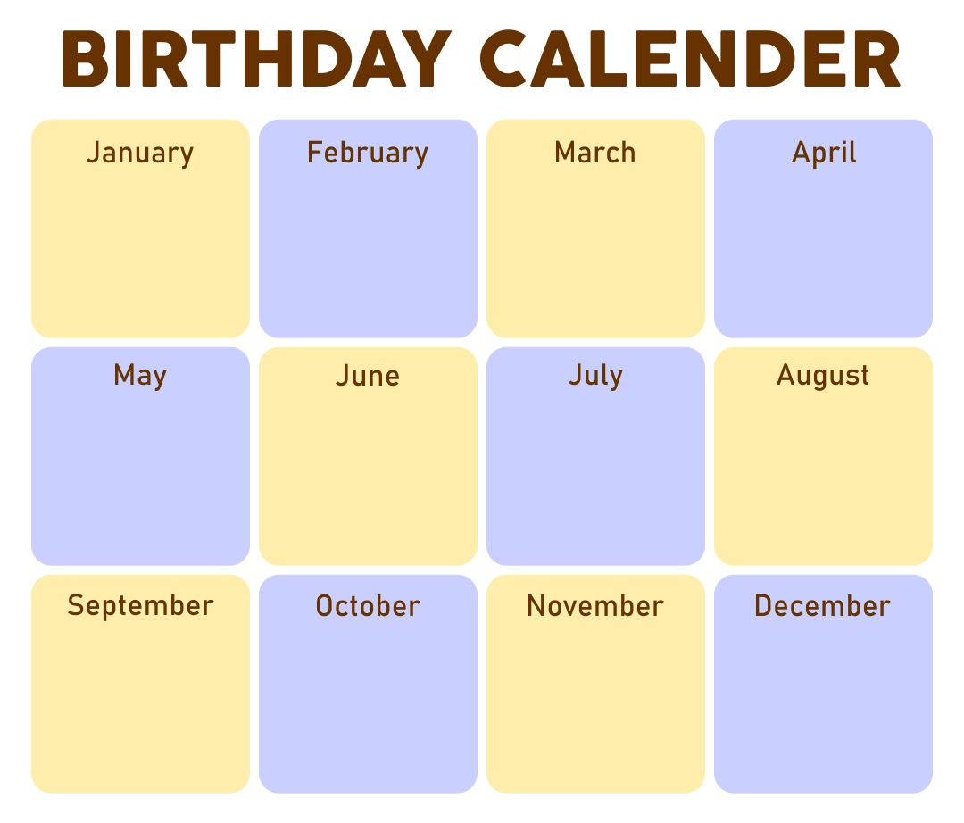 Birthday Calendar Templates