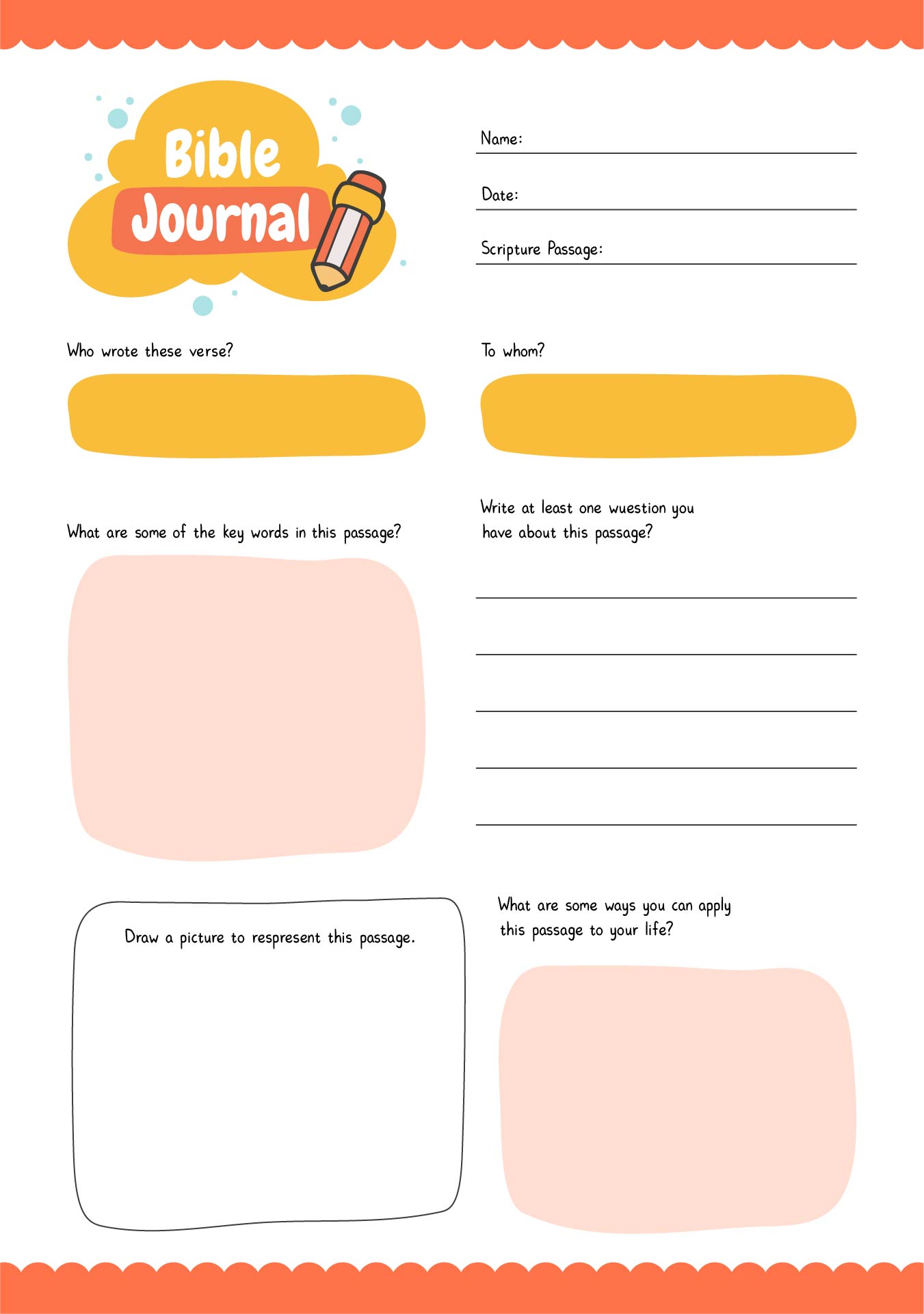 Printable Bible Journal Pages for Kids