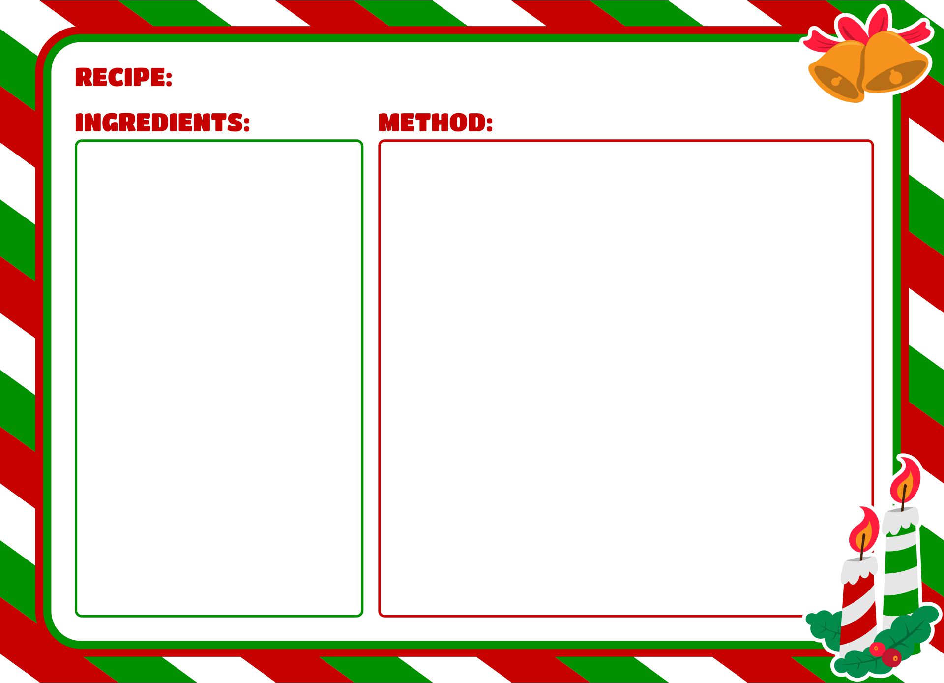 Free Christmas Recipe Card Template For Word Wesproxy
