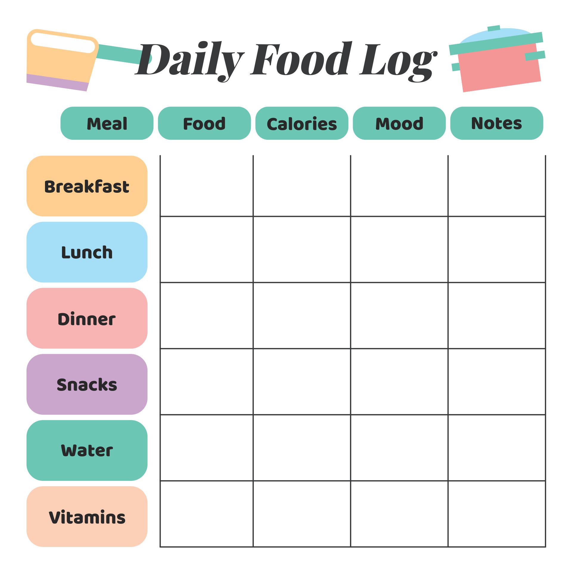 Printable Daily Food Log