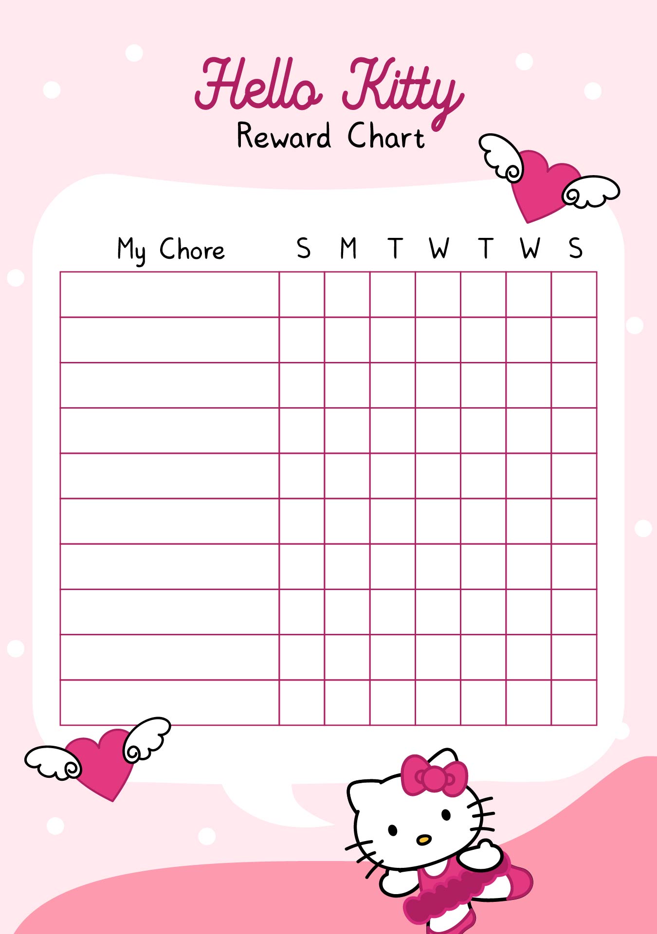 Hello Kitty Chore Chart Printable