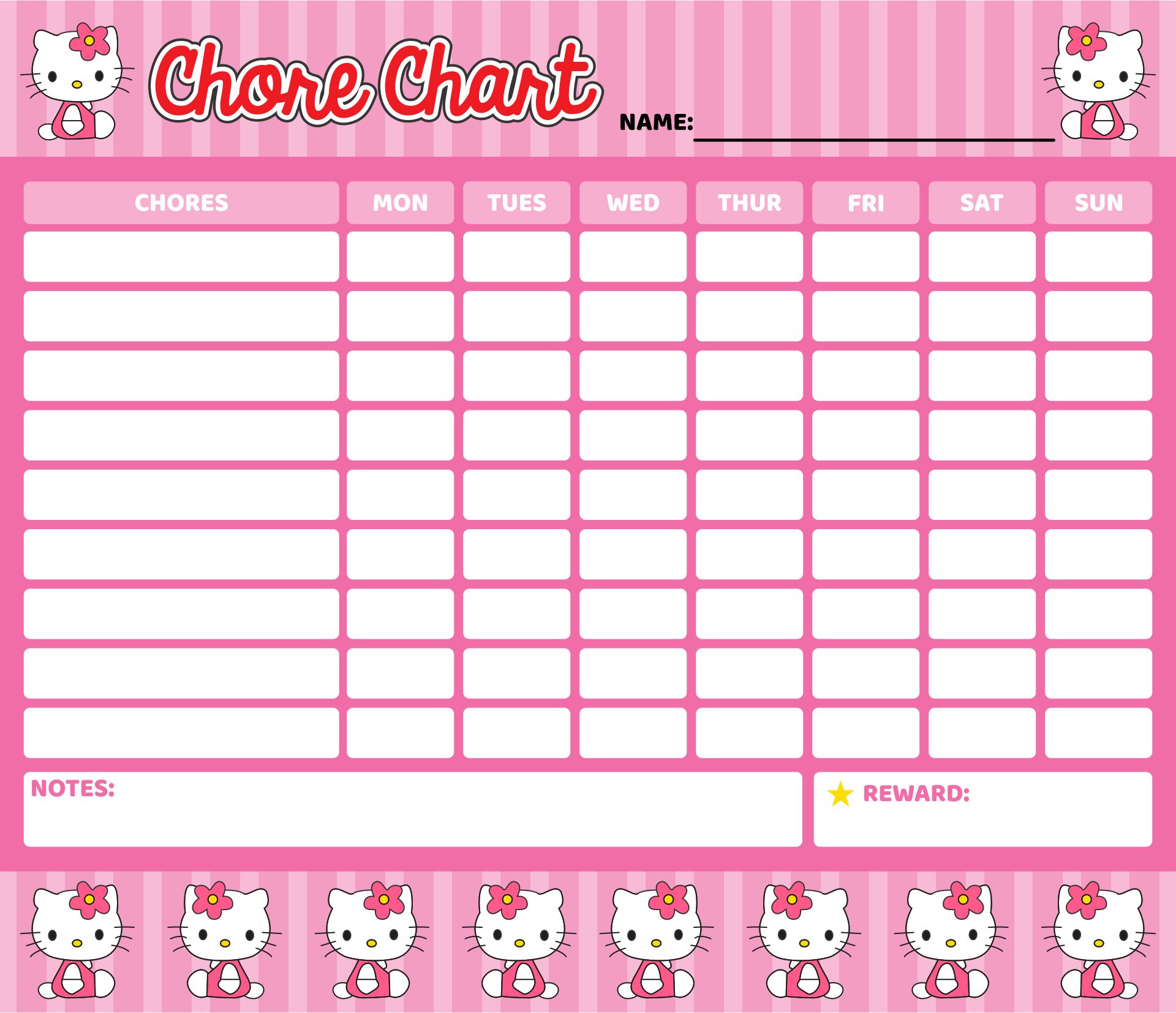 Printable Hello Kitty Chore Chart