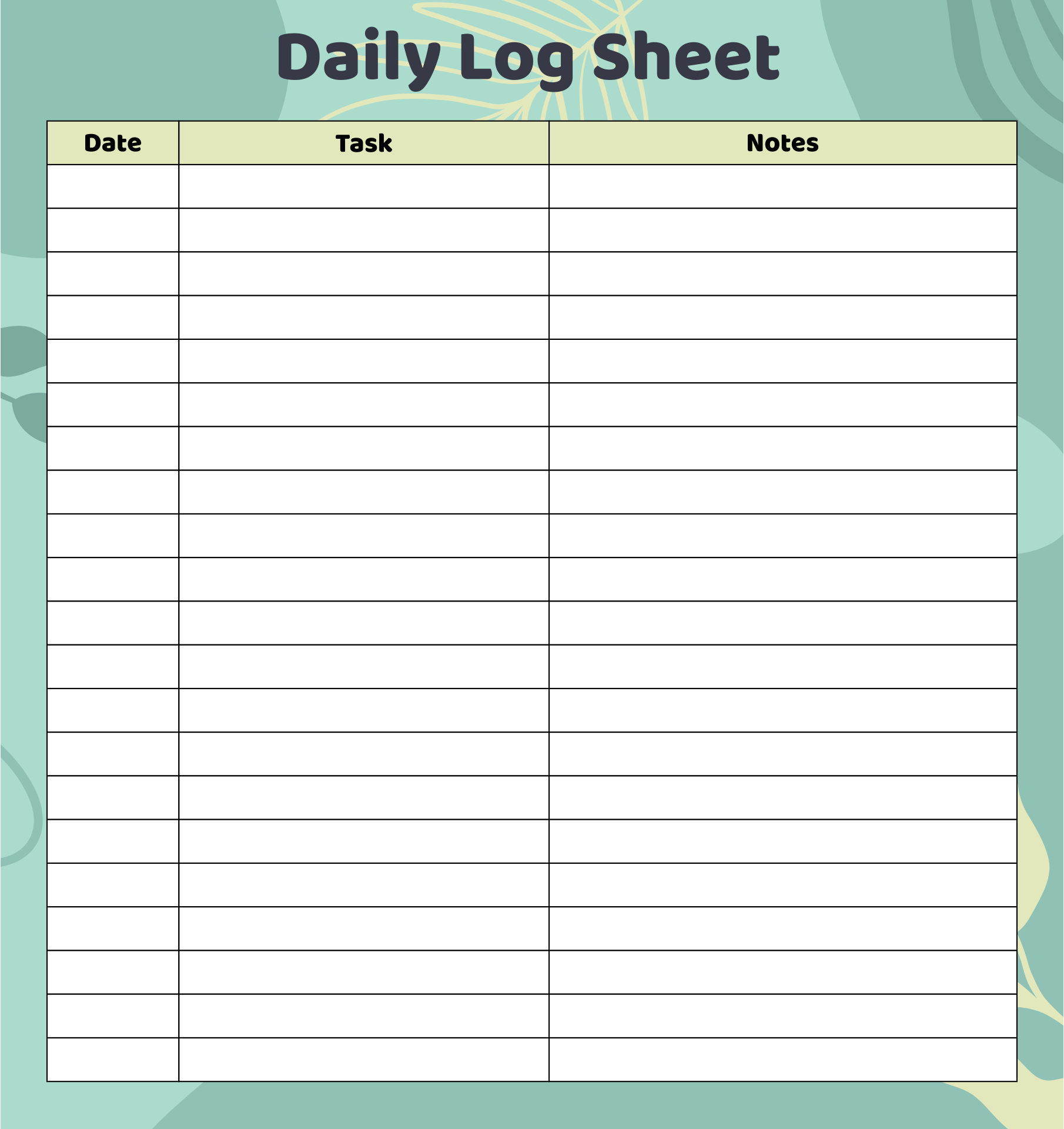 Printable Log Sheets Templates