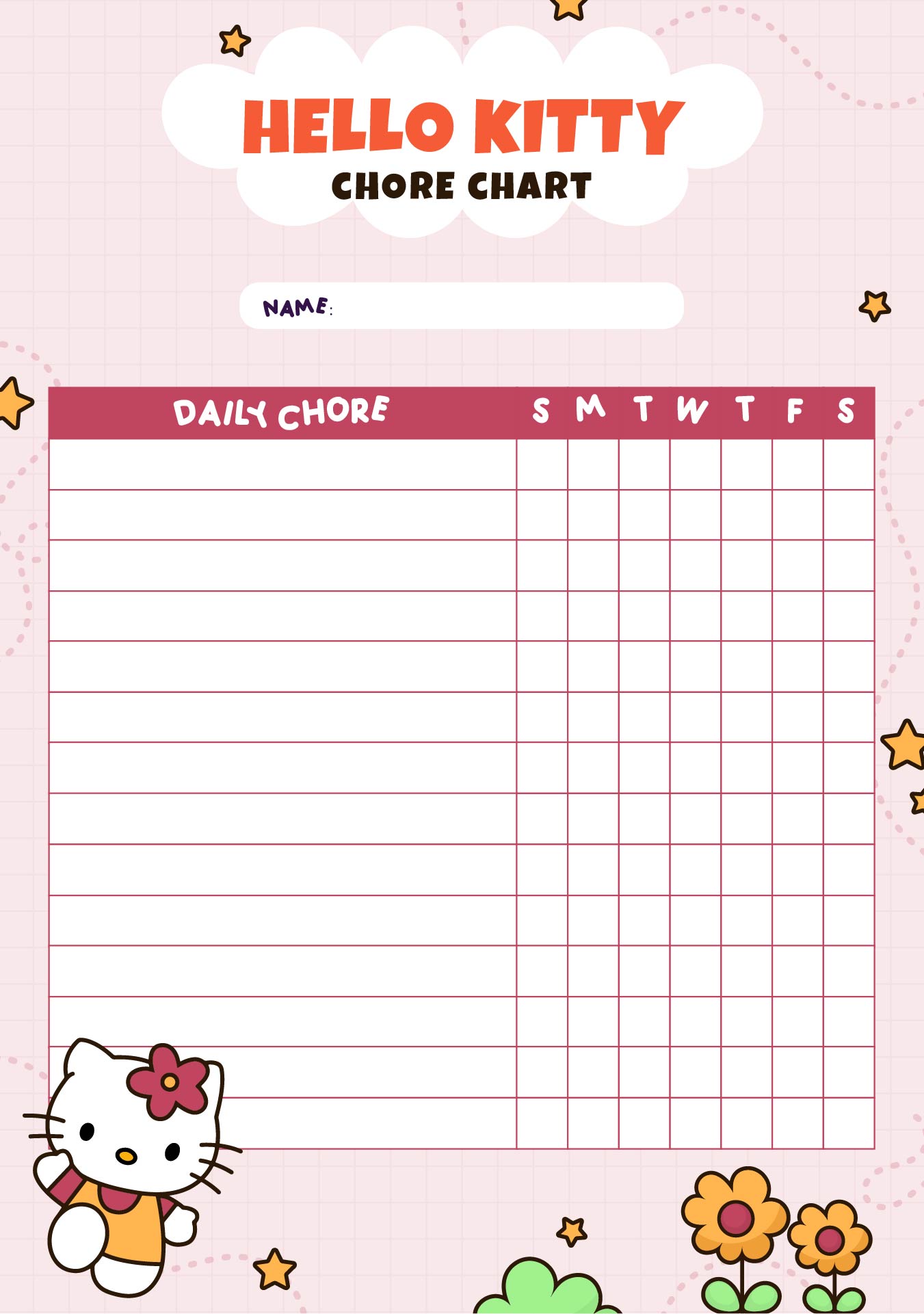 Hello Kitty Reward Chart Printable