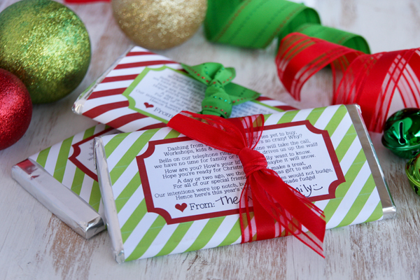 Holiday Candy Bar Wrapper Printable