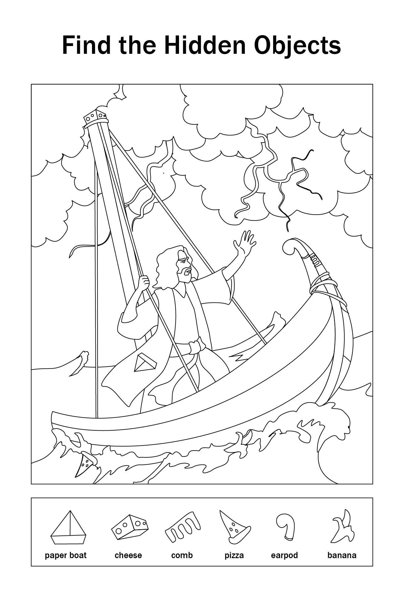 Jesus Calms the Storm Bible Coloring Page