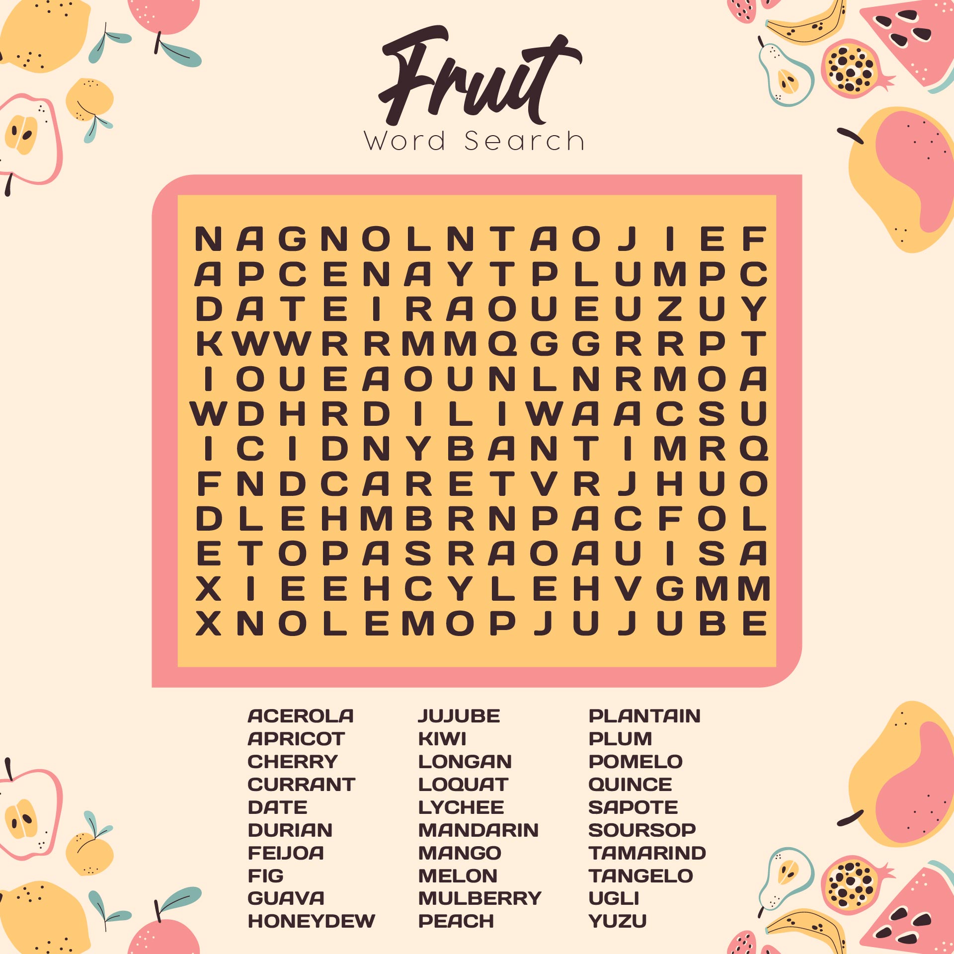 Free Large Print Word Find Puzzles