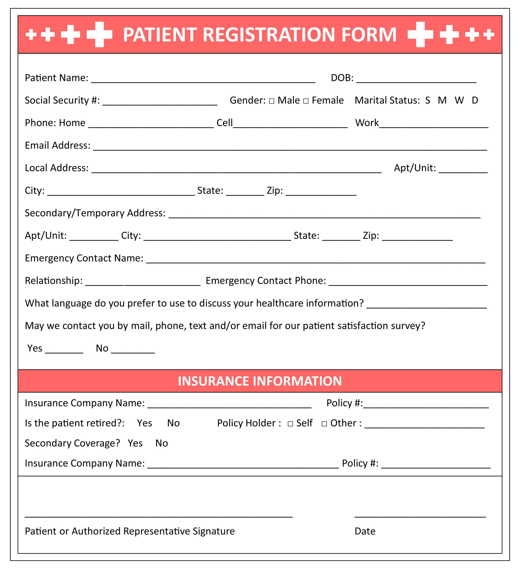 Free Printable Patient Registration Form