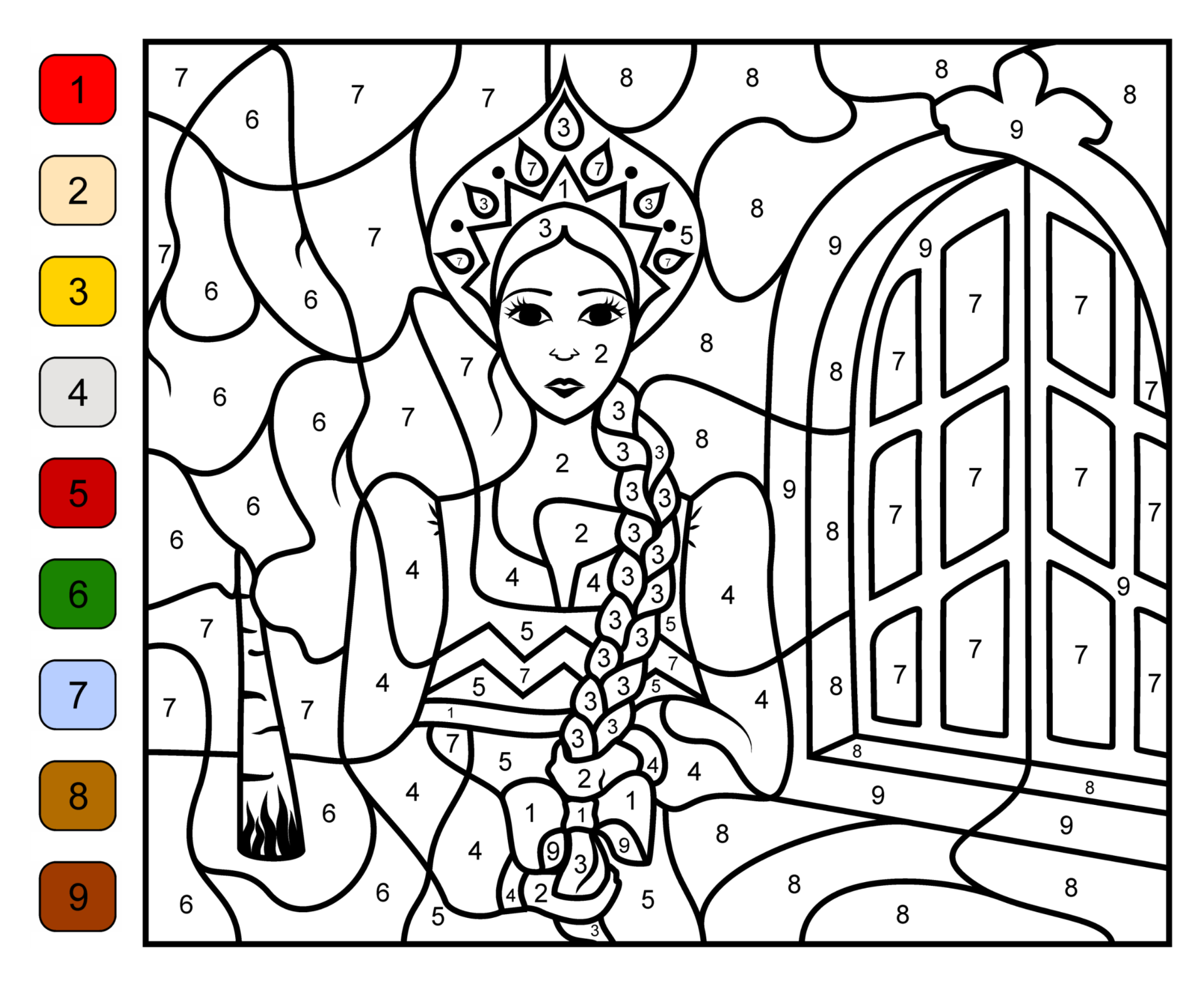 15 Best Printable Princess Color By Number Pages