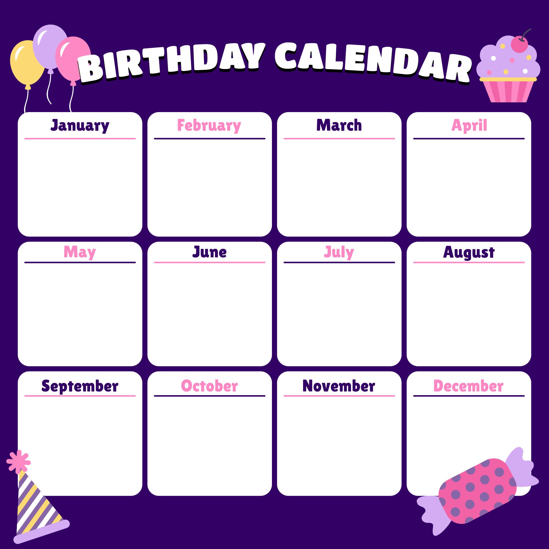 Free Printable Birthday List For Employees