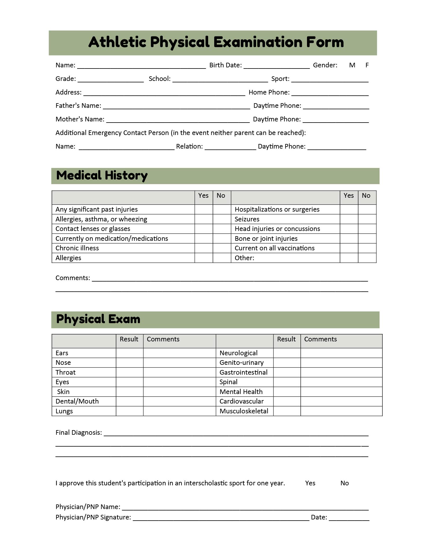 10 Best Free Printable Medical Forms PDF for Free at Printablee