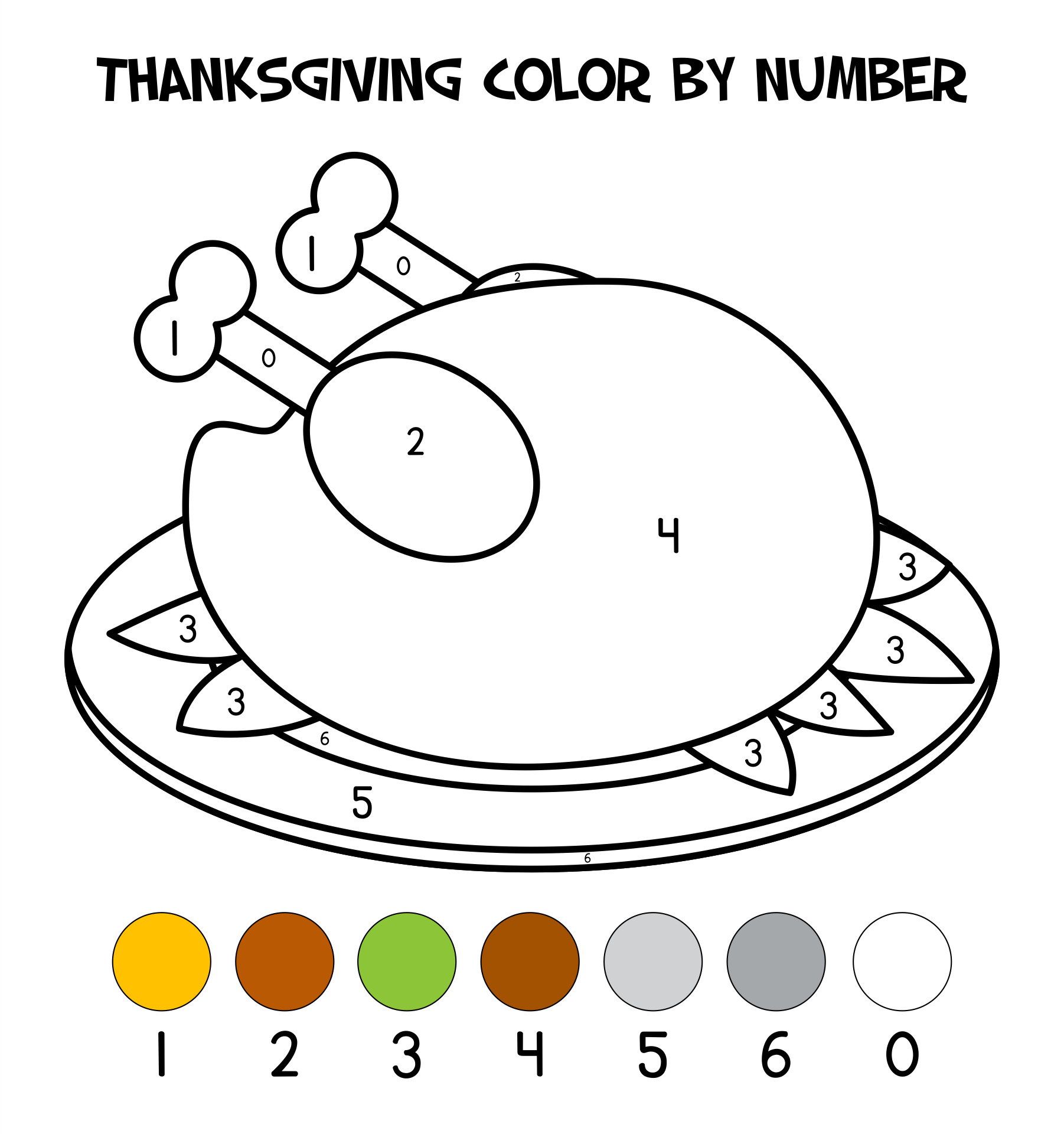 Printable Thanksgiving Color by Number Coloring Pages