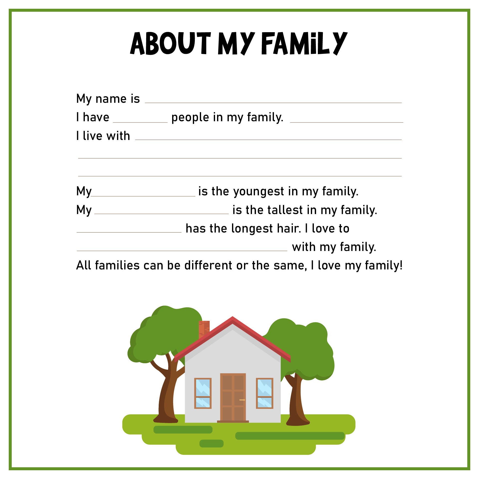 My Family House Printables