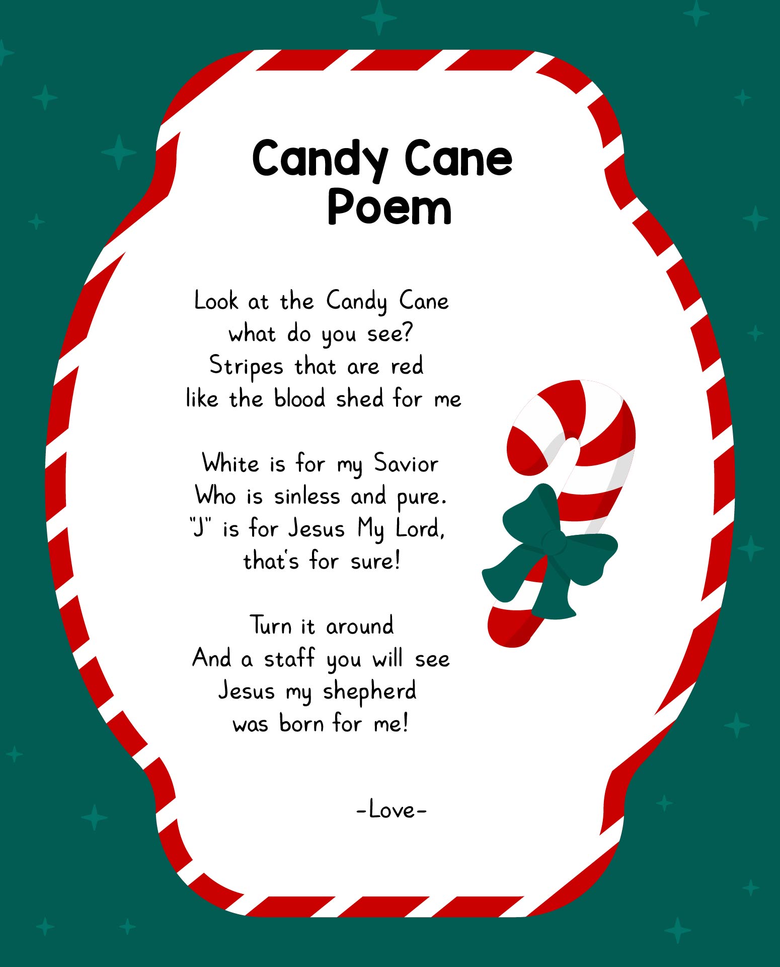 Christmas Candy Cane Jesus Poem