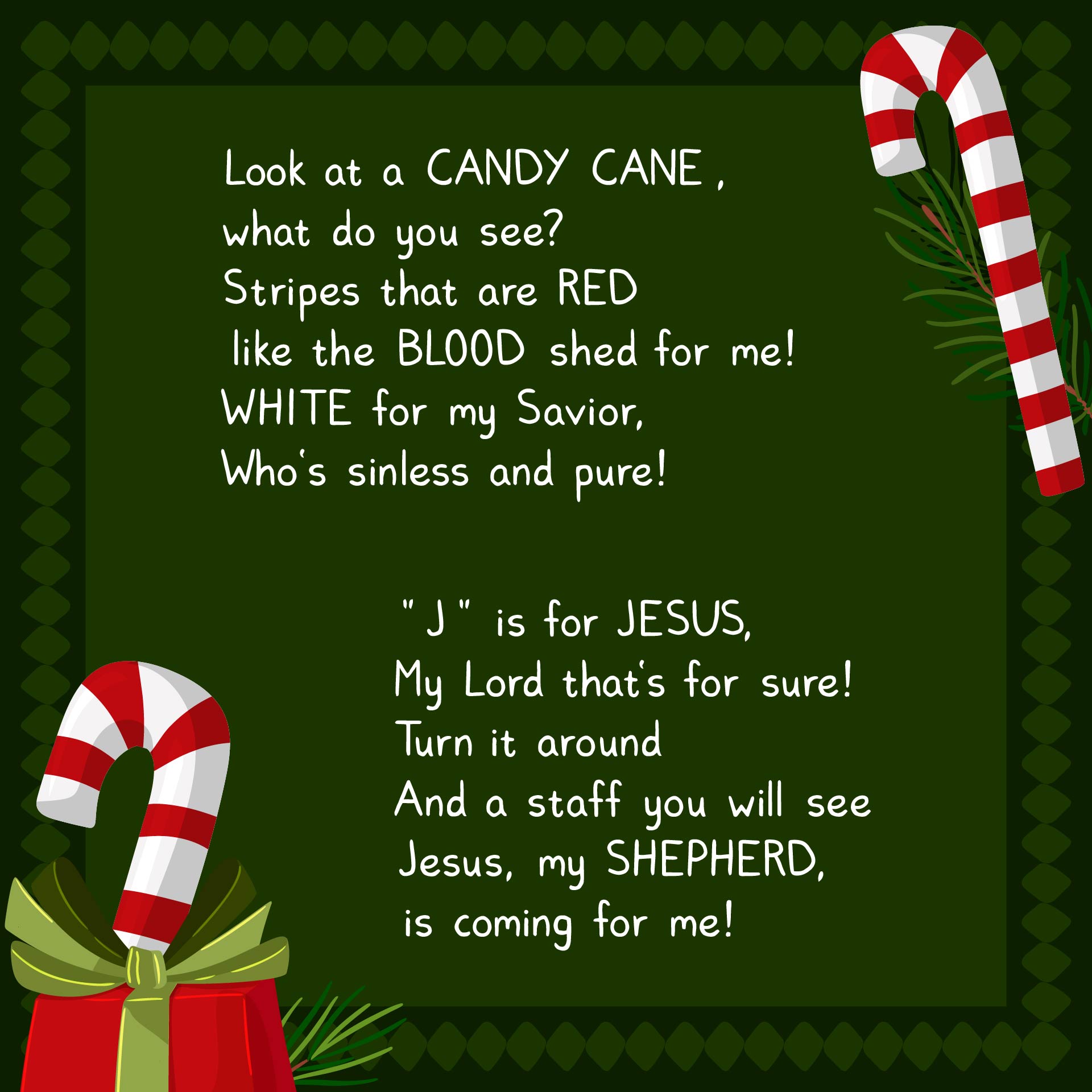 Christmas Candy Cane Poem Printable