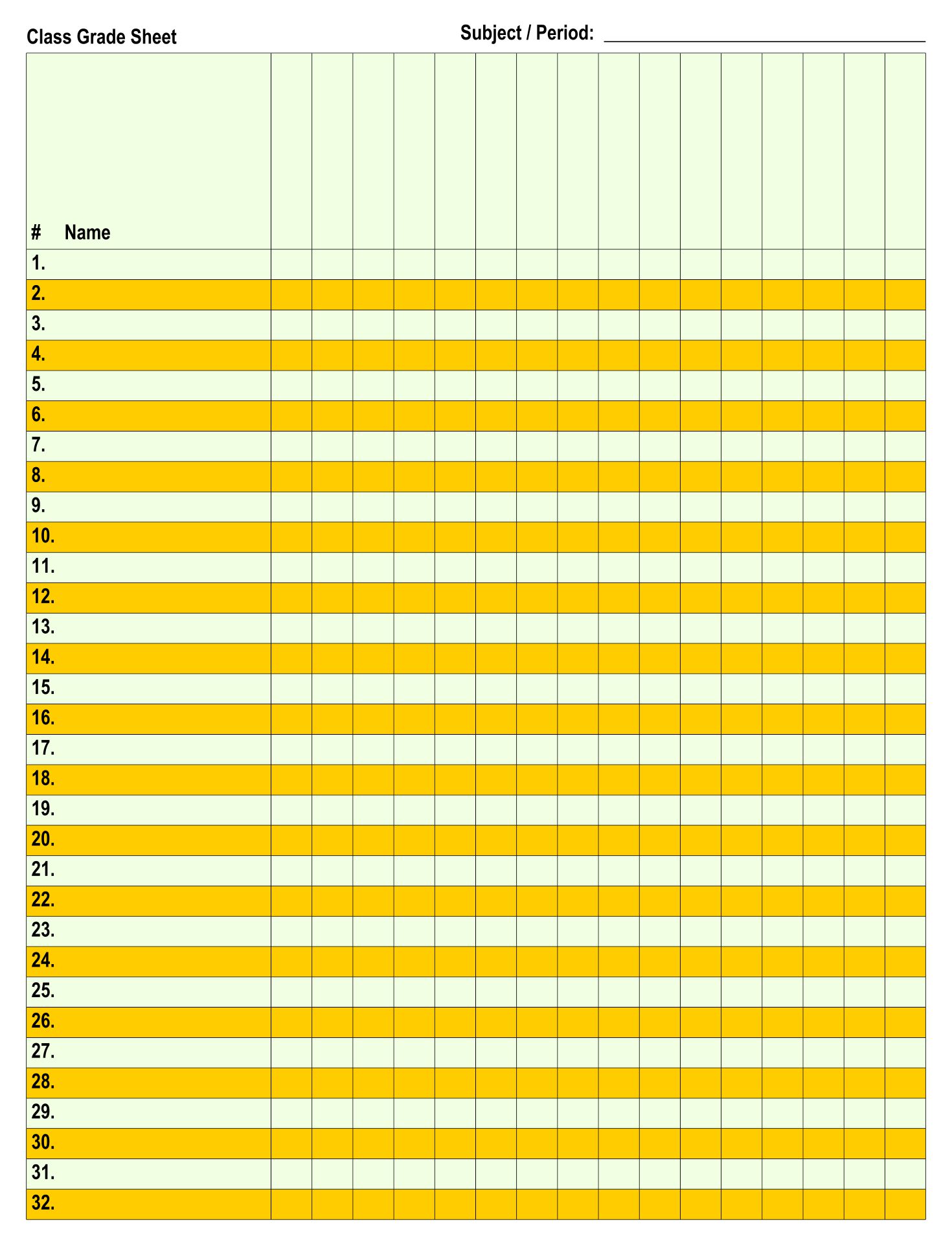 Free Printable Class List Template