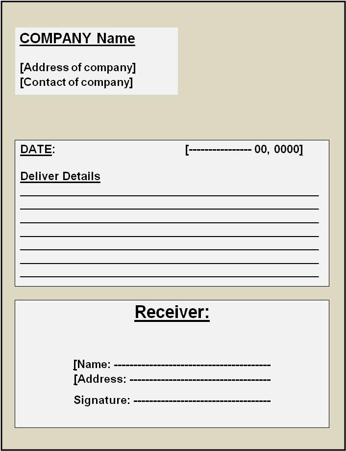 Delivery Receipt Template Word