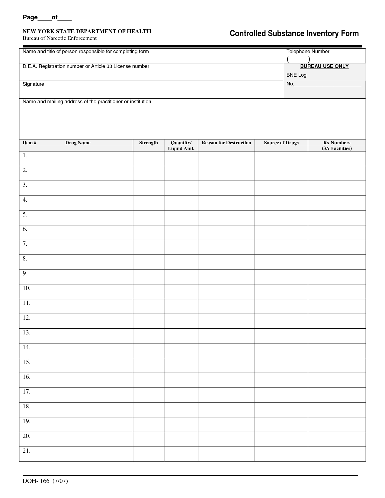 Printable Inventory Log Sheet