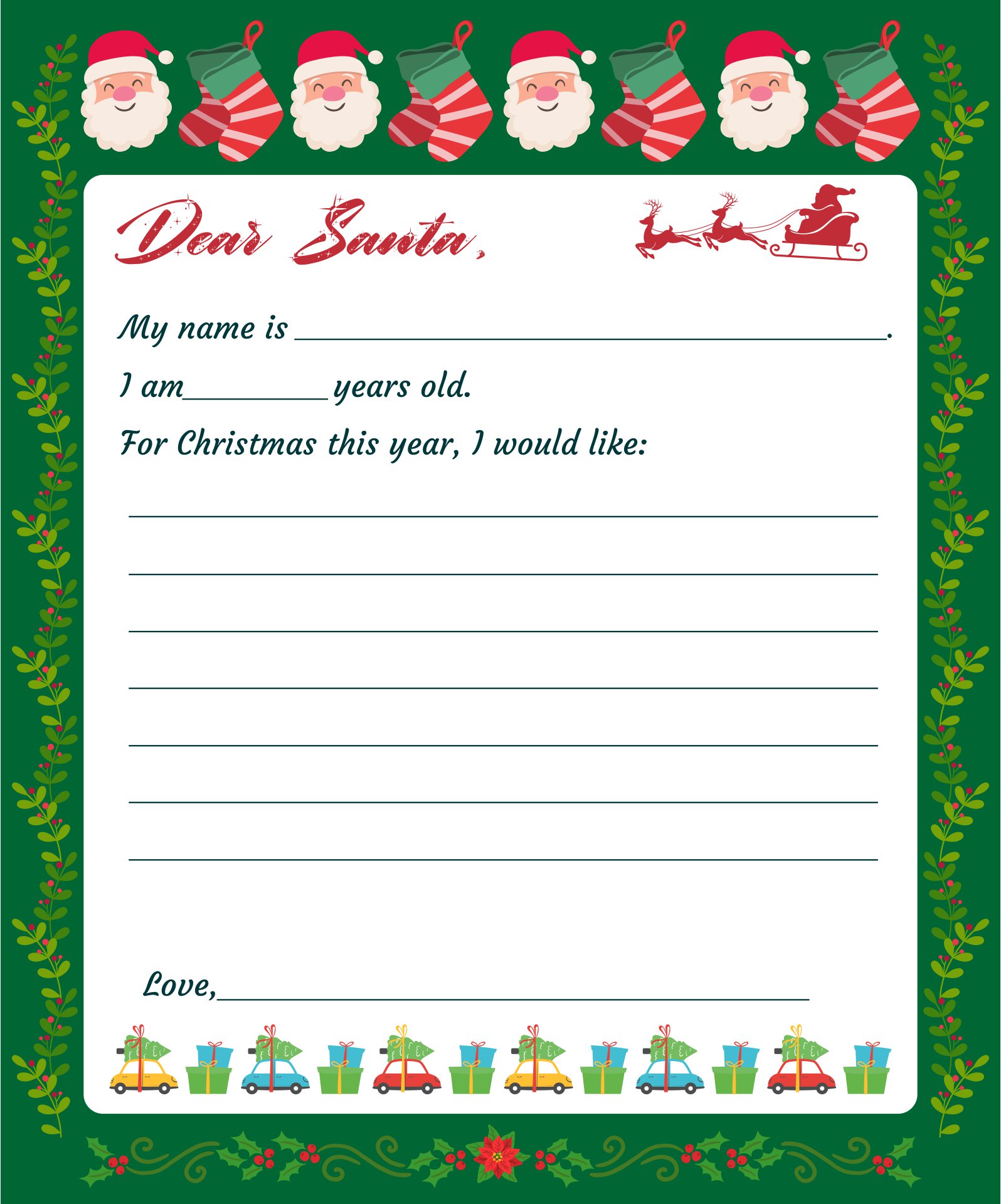 6 Best Printable Christmas Letter To Santa Templates Free 