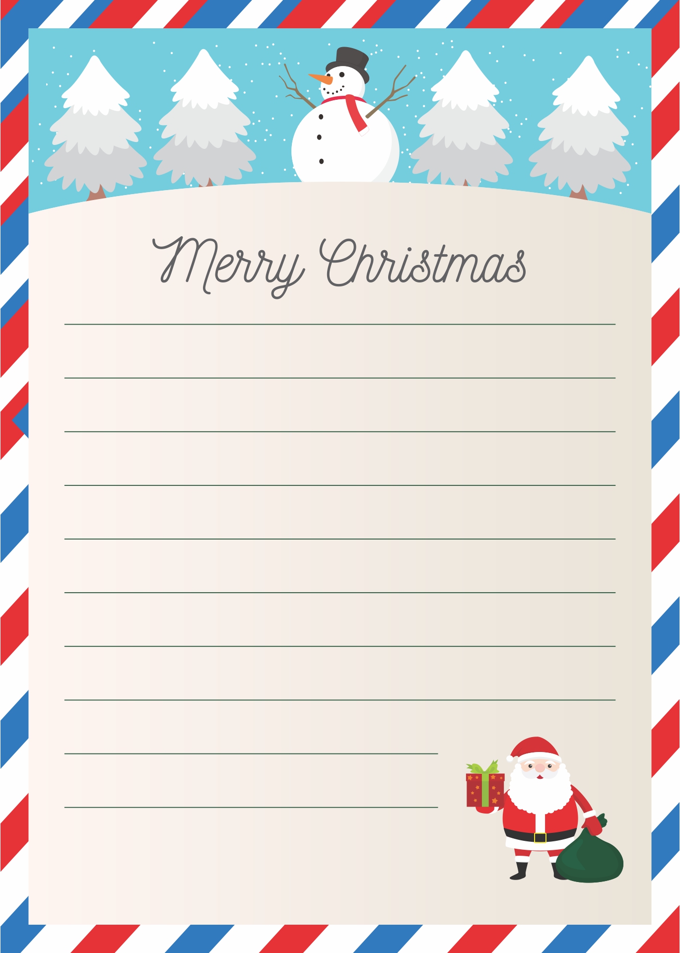 6 Best Printable Christmas Letter To Santa Templates Free