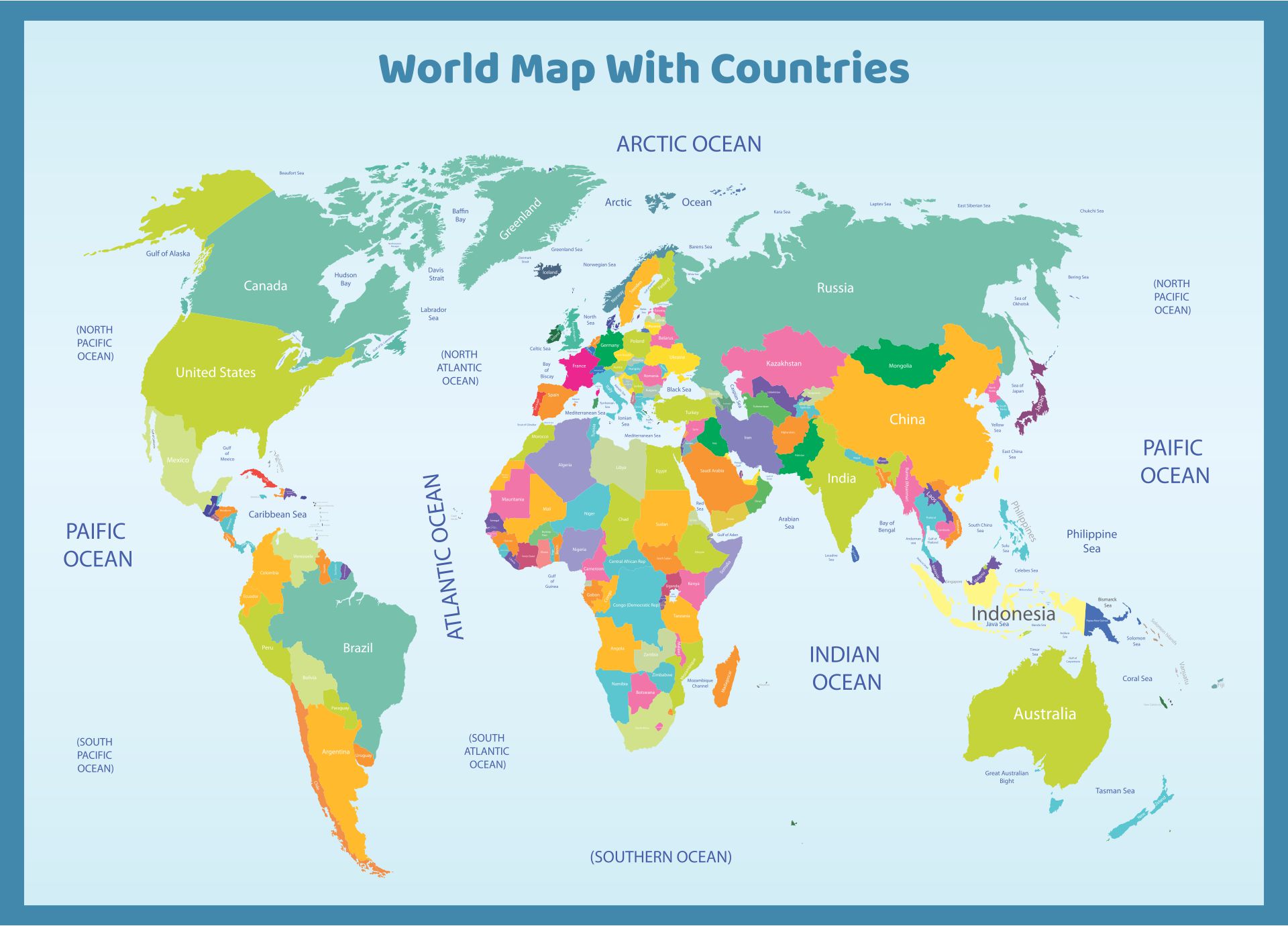 Political World Map with Countries