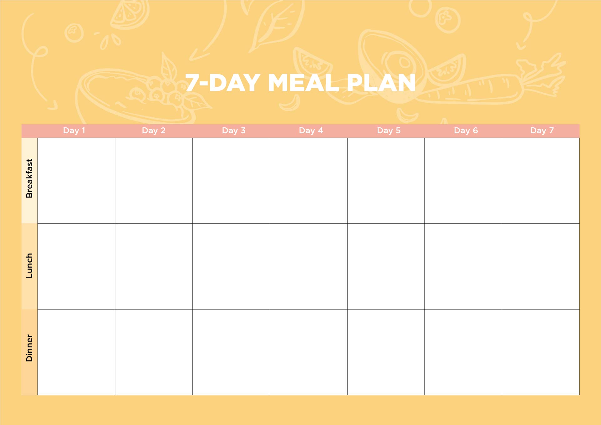 7 Day Weekly Meal Planner Printable