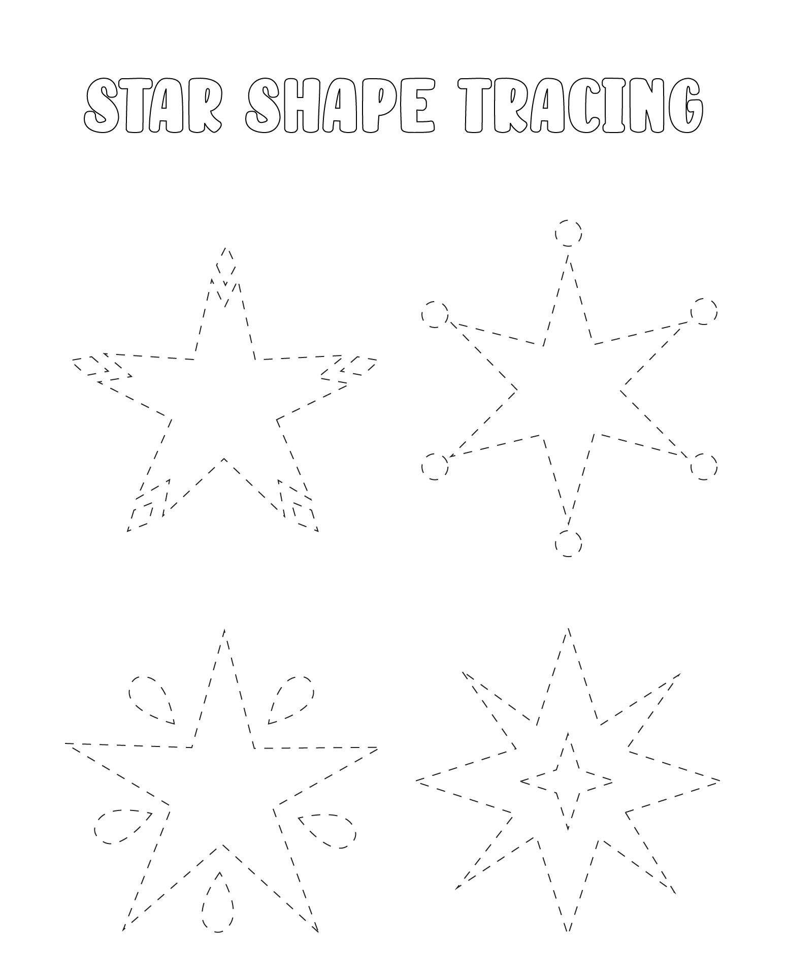 Printable Star Shape Worksheets