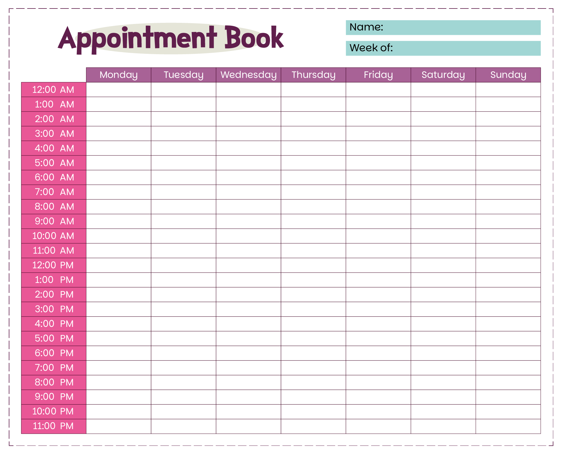 10 Best 24 Hour Calendar Printable PDF For Free At Printablee