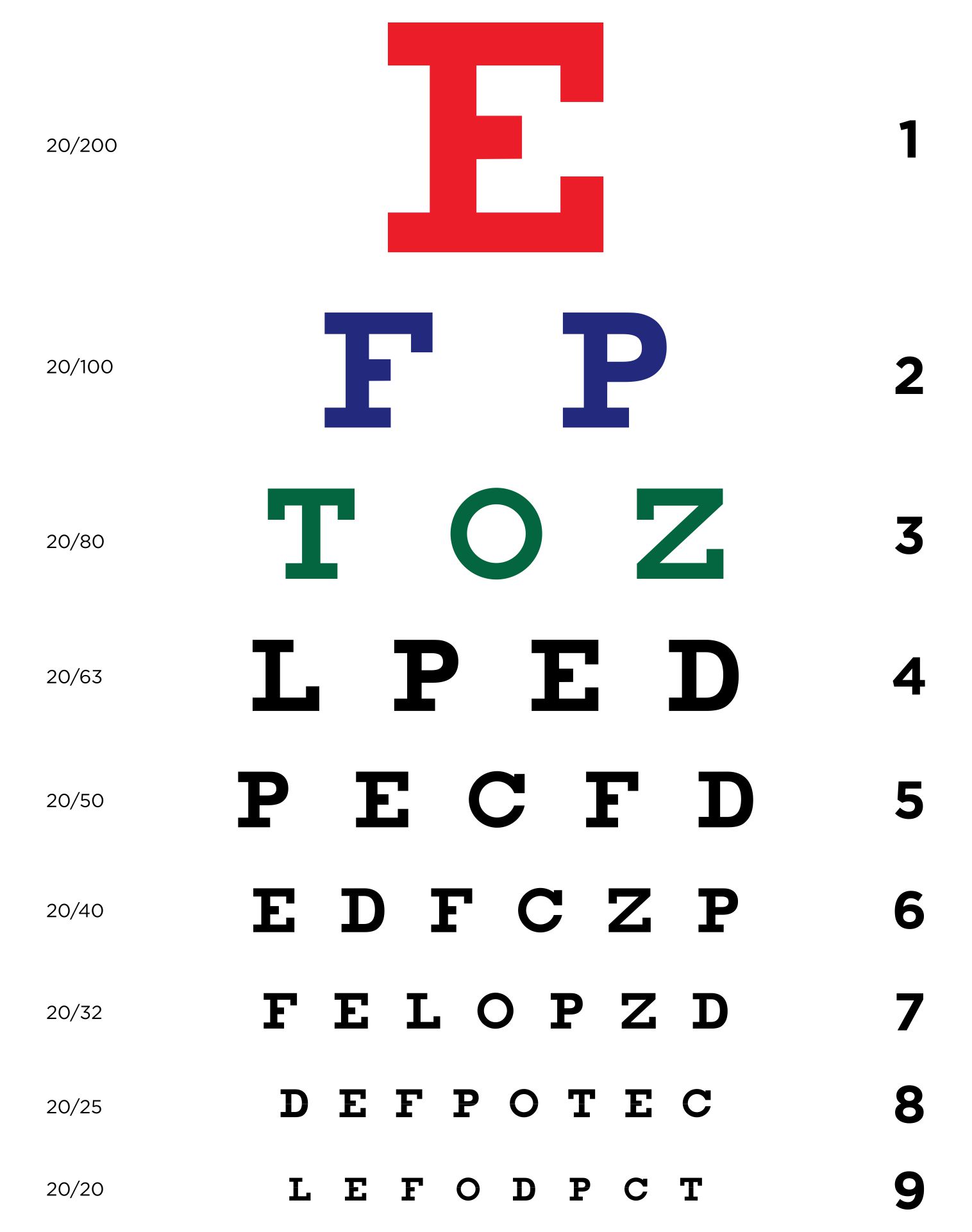 Preschool Eye Chart Printable